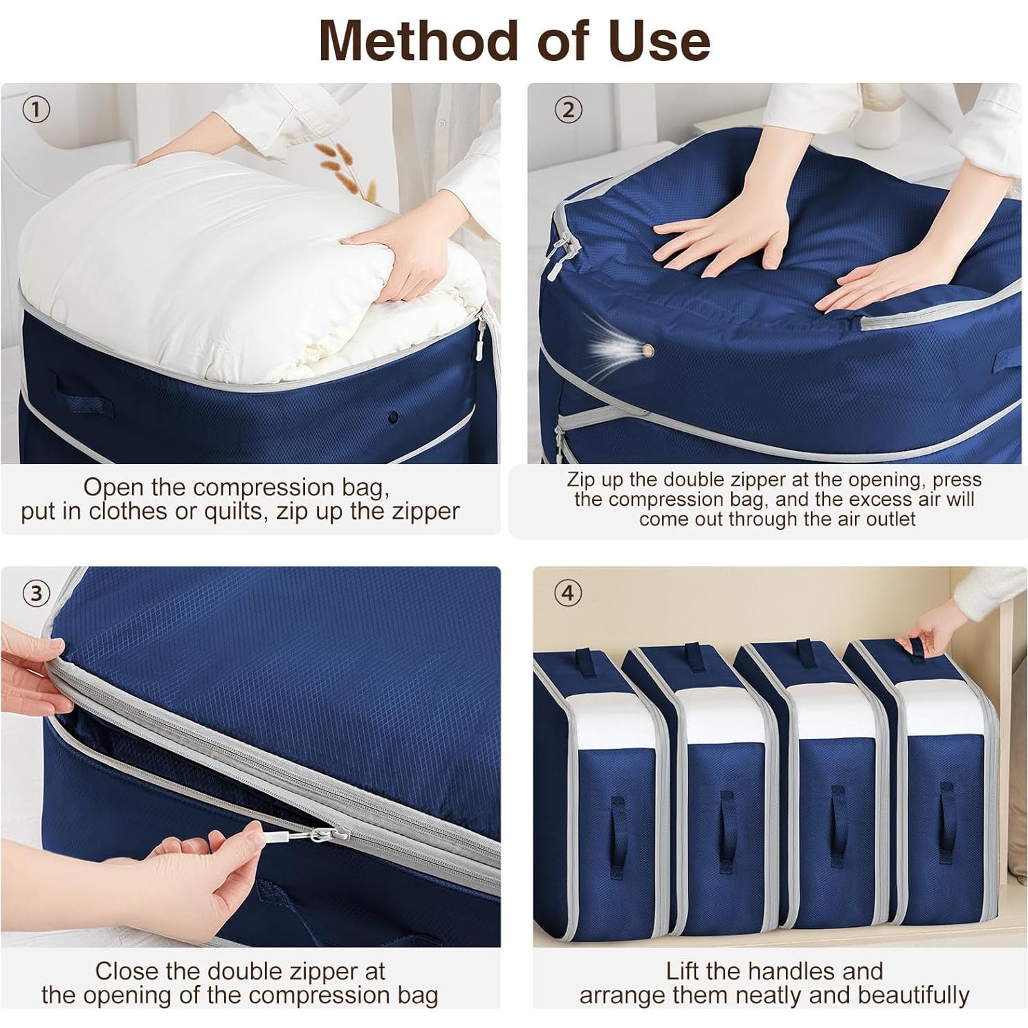 Paquete de 6 Bolsas de Almacenamiento Homsorout 110L Azul Marino