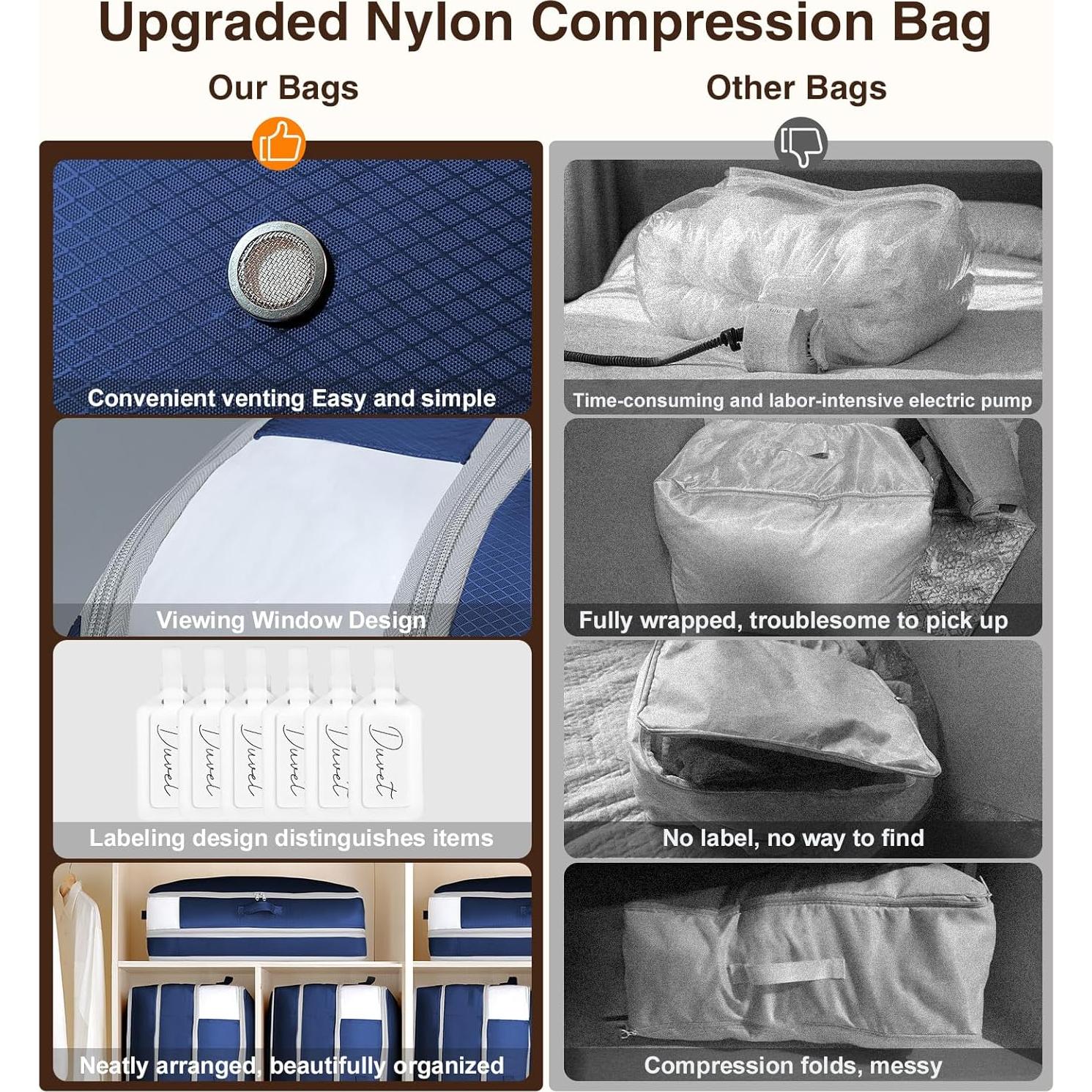 Paquete de 6 Bolsas de Almacenamiento Homsorout 110L Azul Marino