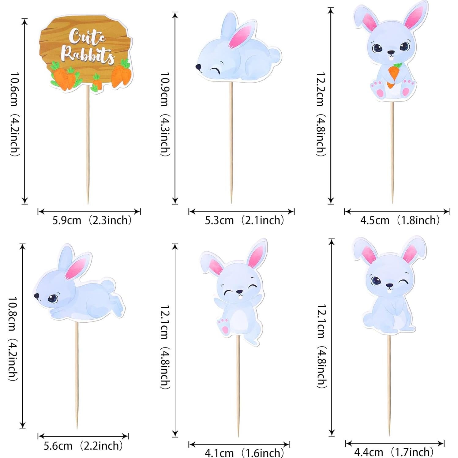 36 Adornos para Cupcakes de Pascua YCTHUNFISH - Conejito y Zanahoria