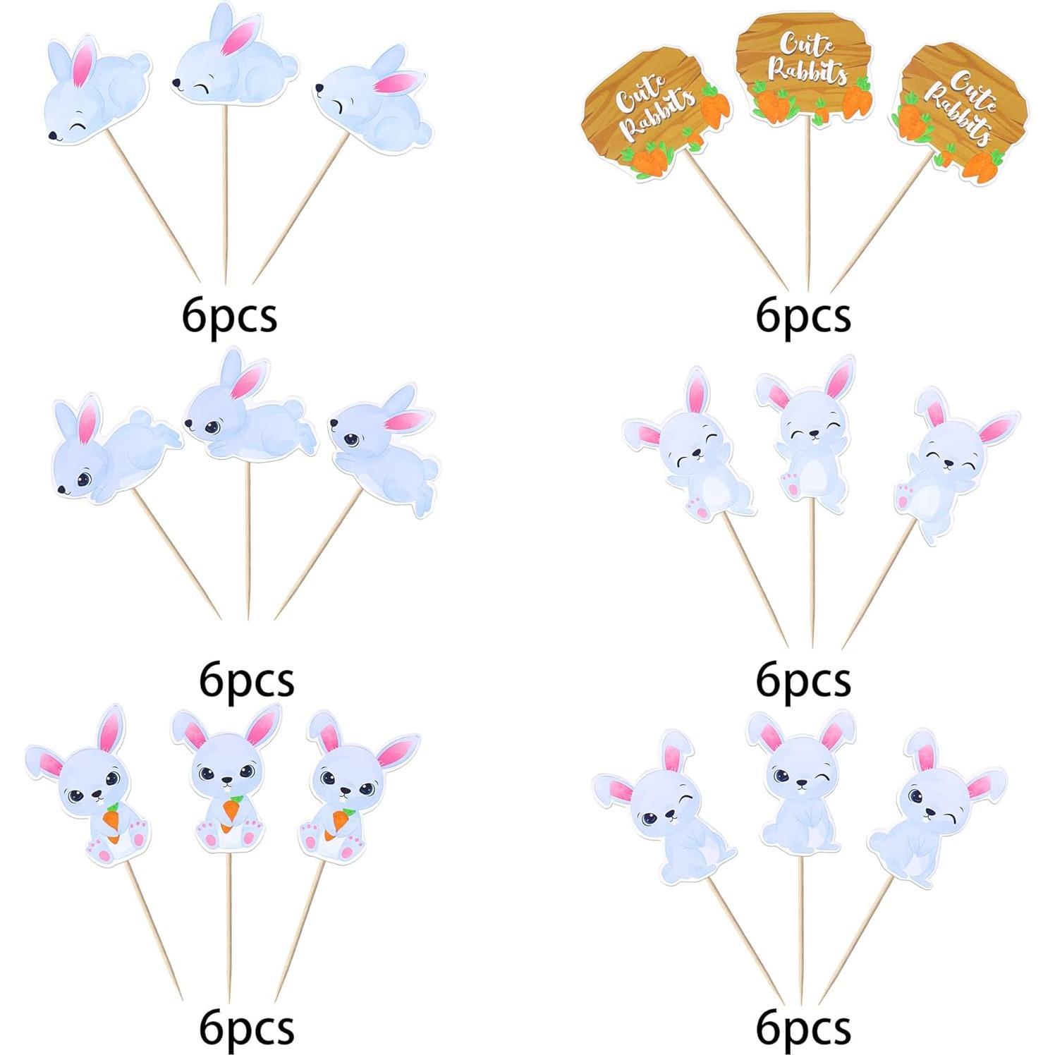 36 Adornos para Cupcakes de Pascua YCTHUNFISH - Conejito y Zanahoria