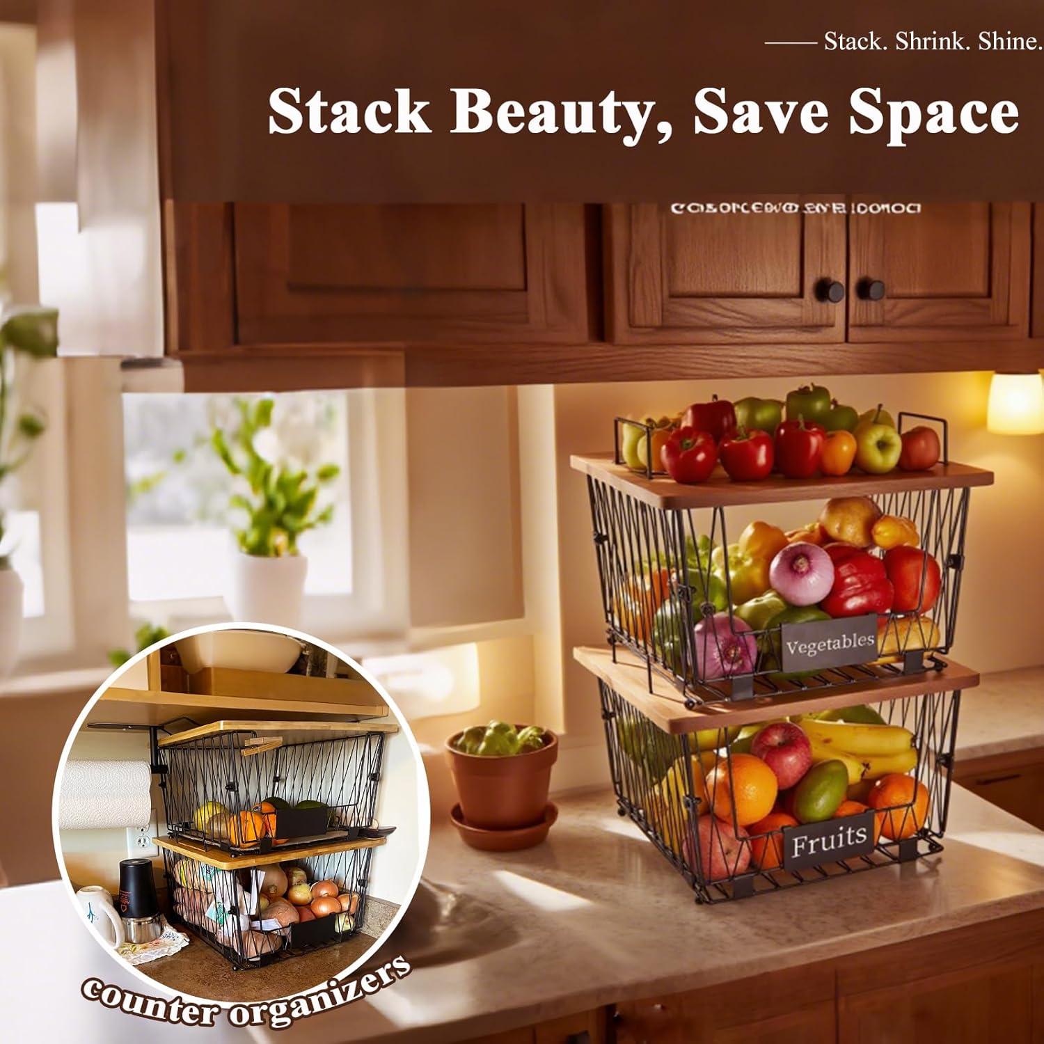 Cestas de Almacenamiento Apilables Dxlac - 2 Paquete Negro