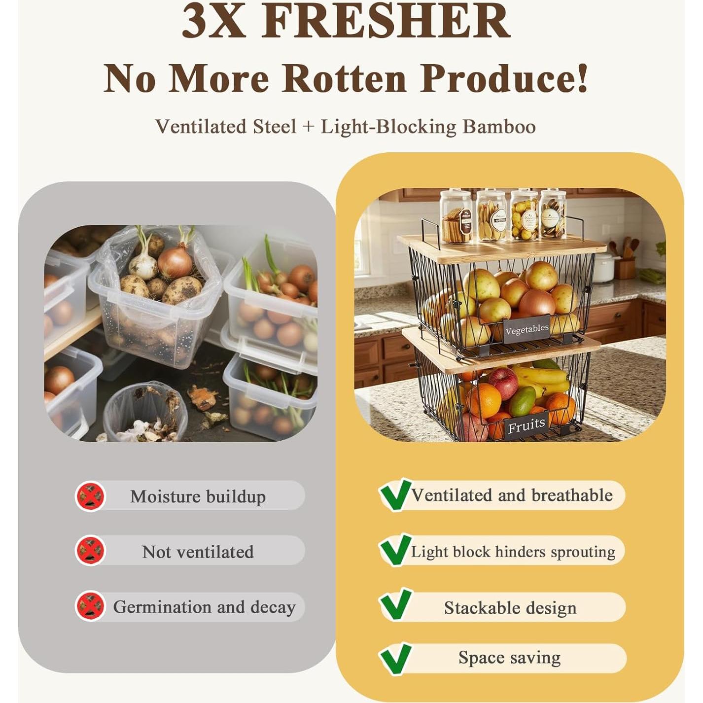 Cestas de Almacenamiento Apilables Dxlac - 2 Paquete Negro