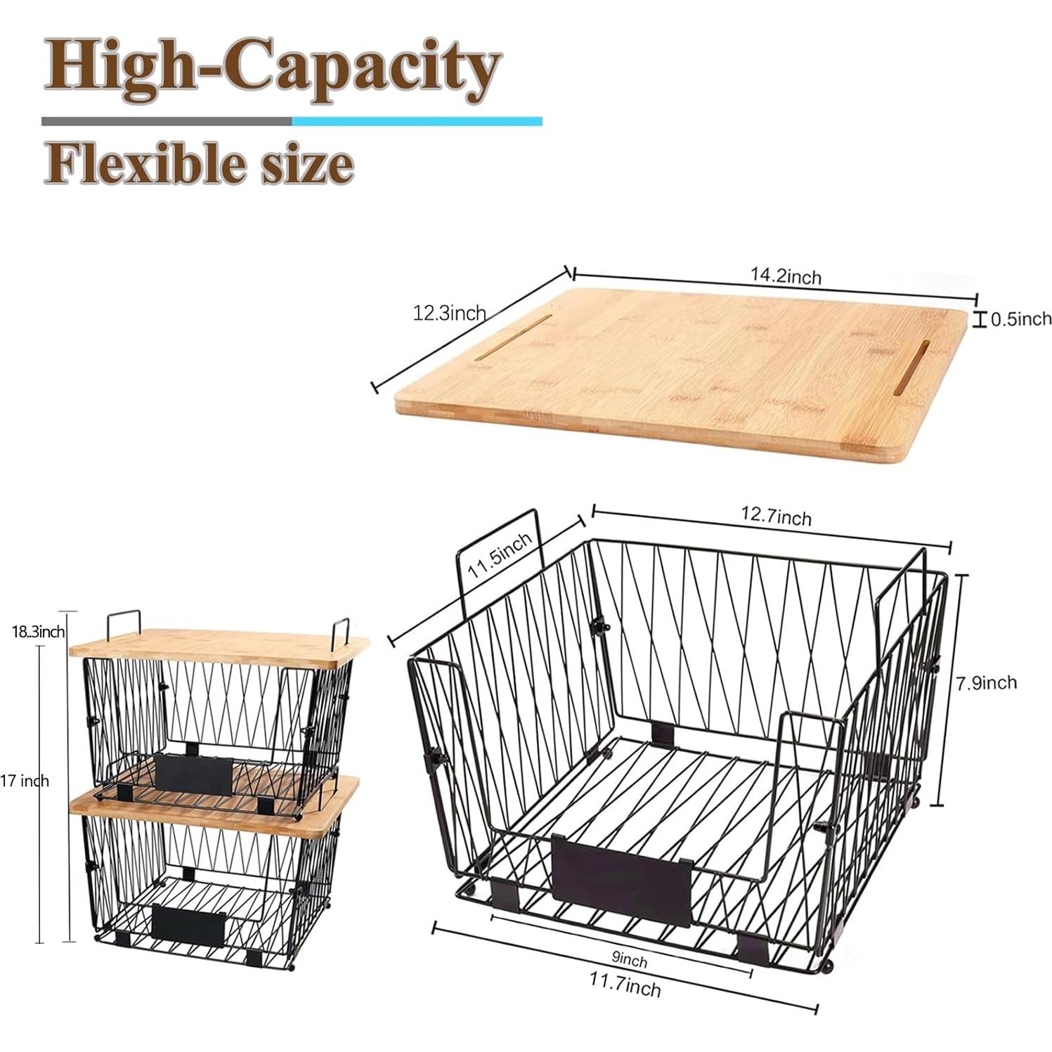 Cestas de Almacenamiento Apilables Dxlac - 2 Paquete Negro