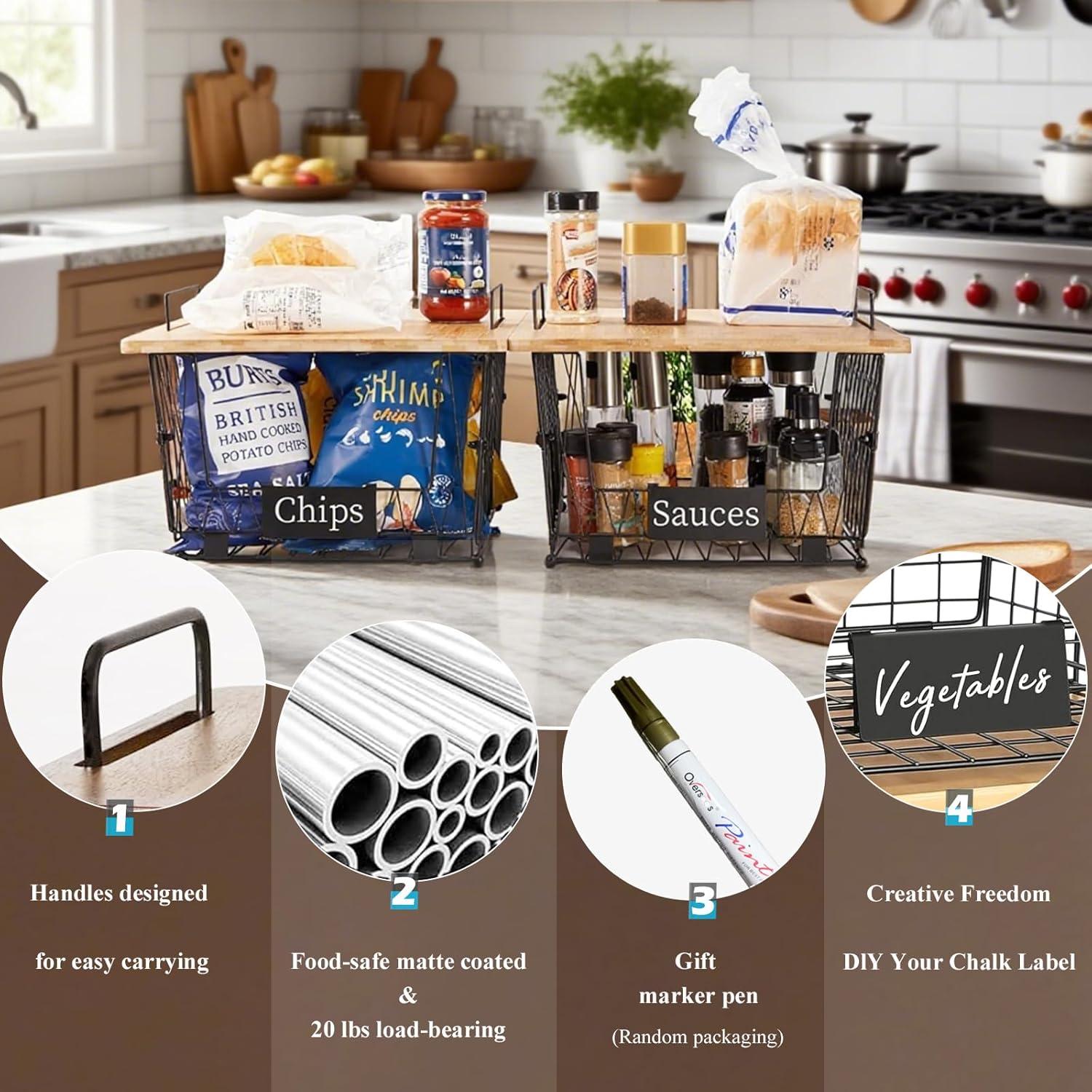 Cestas de Almacenamiento Apilables Dxlac - 2 Paquete Negro