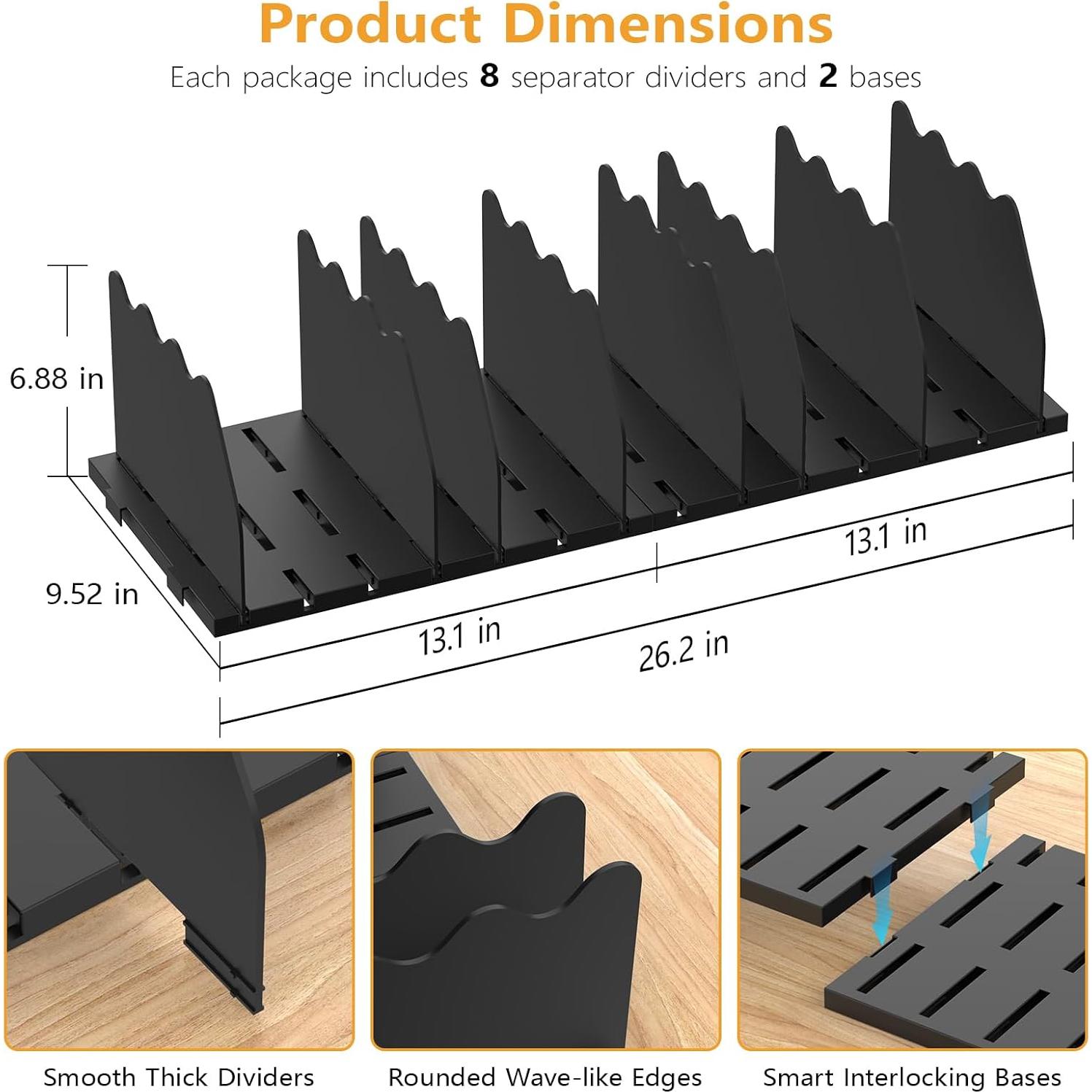Organizador de Bolsos Ronlap Negro - 2 Divisores Ajustables
