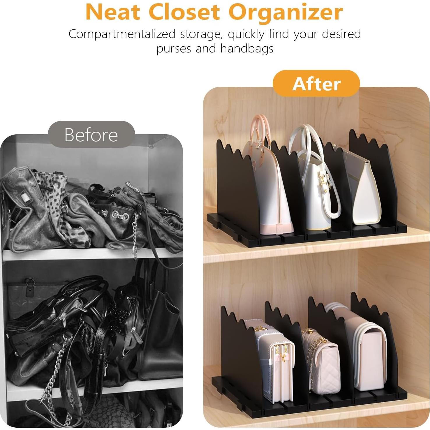 Organizador de Bolsos Ronlap Negro - 2 Divisores Ajustables