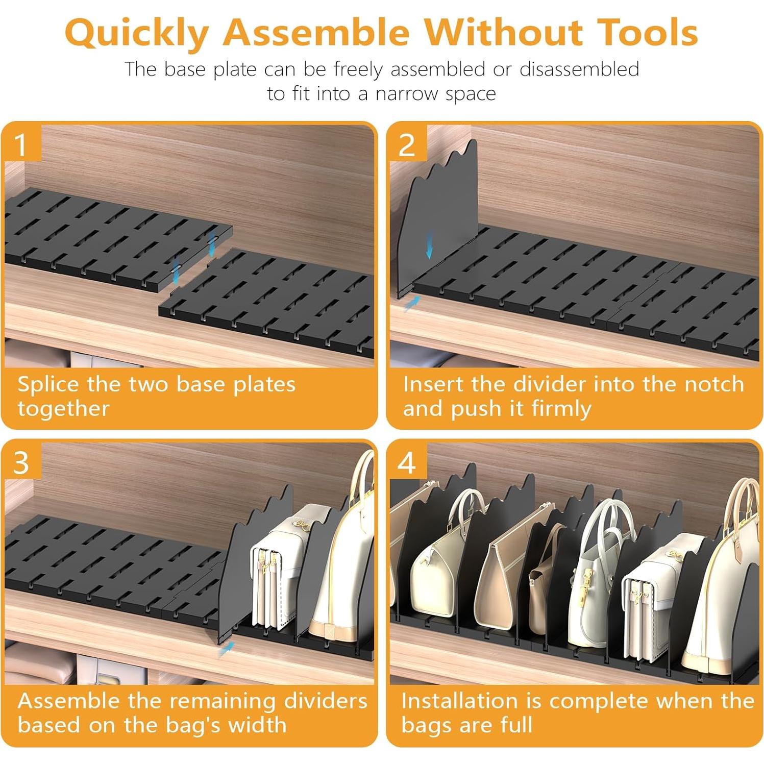 Organizador de Bolsos Ronlap Negro - 2 Divisores Ajustables