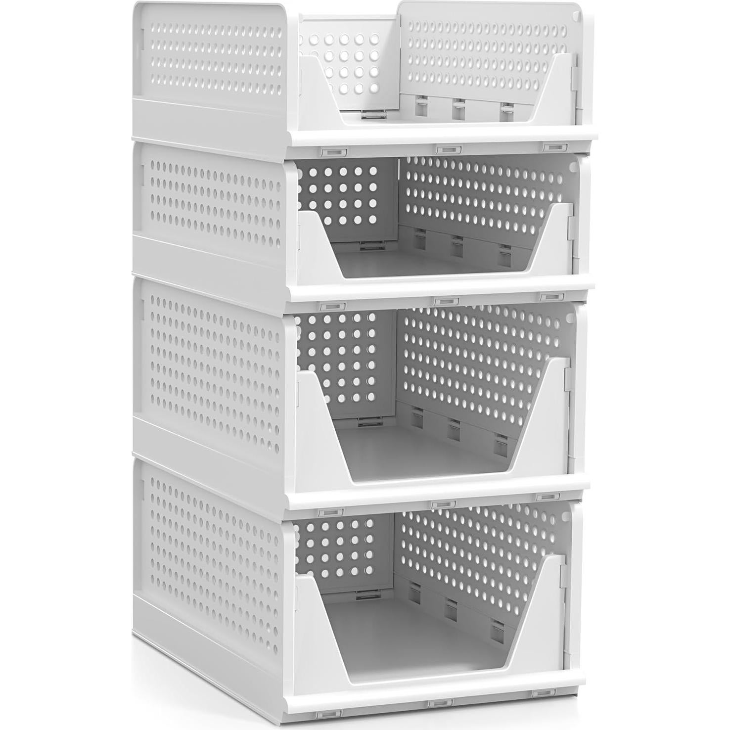 Organizador de Estantes Sorbus - 4 Cestas Apilables Blancas