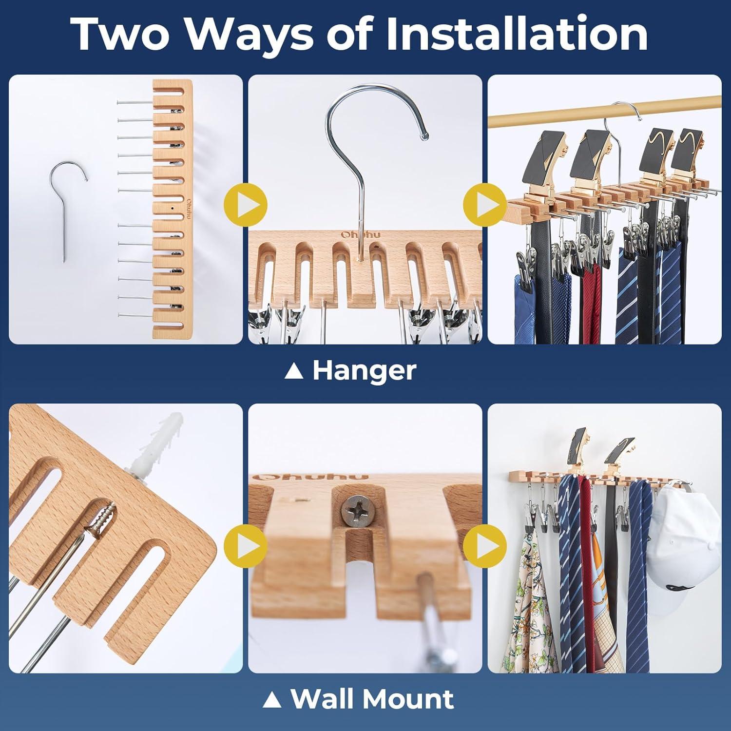 Organizador de Cinturones 3 en 1 Ohuhu con 14 Ranuras y Ganchos