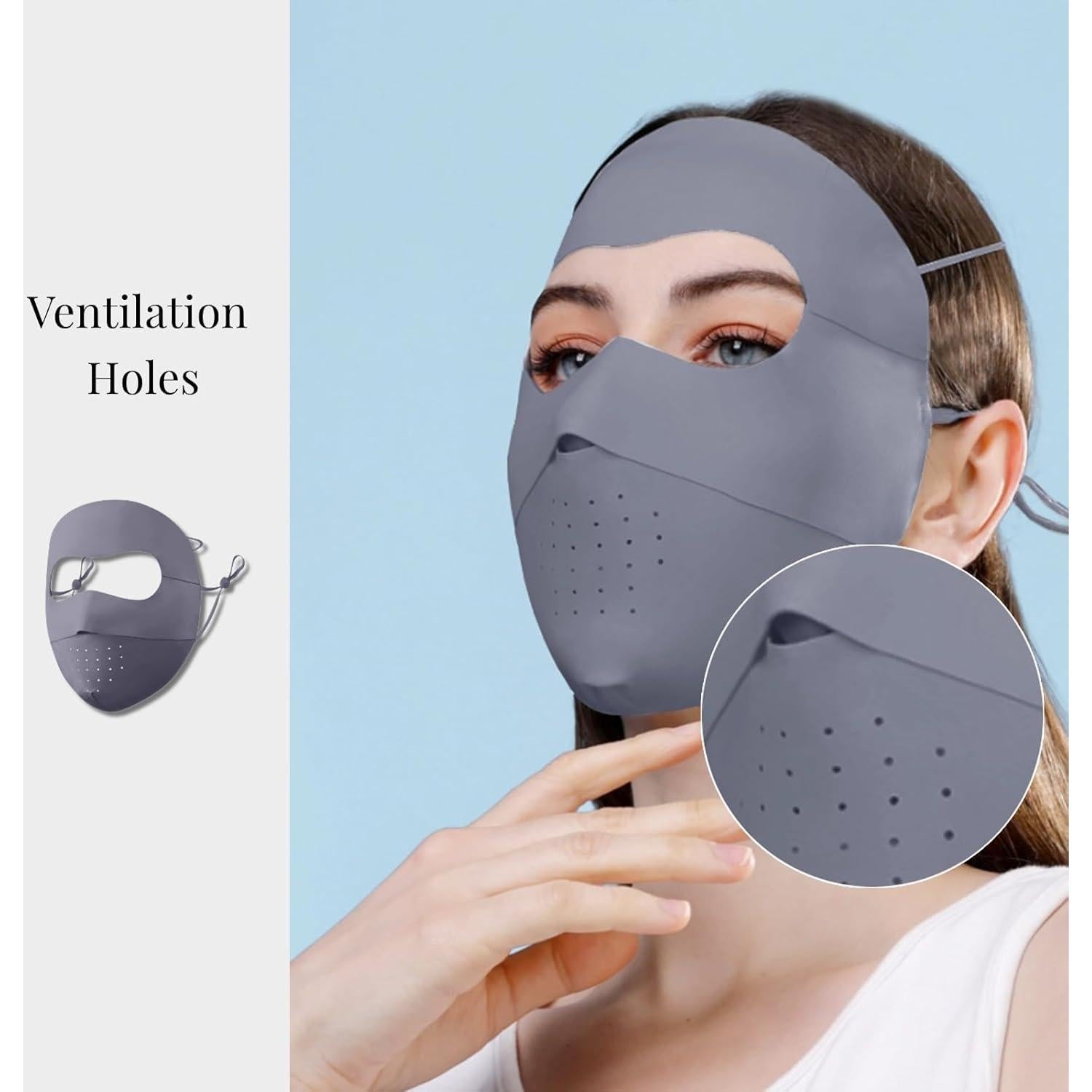 Máscara de Protección Solar Completa UV para Mujeres - Gris Oscuro