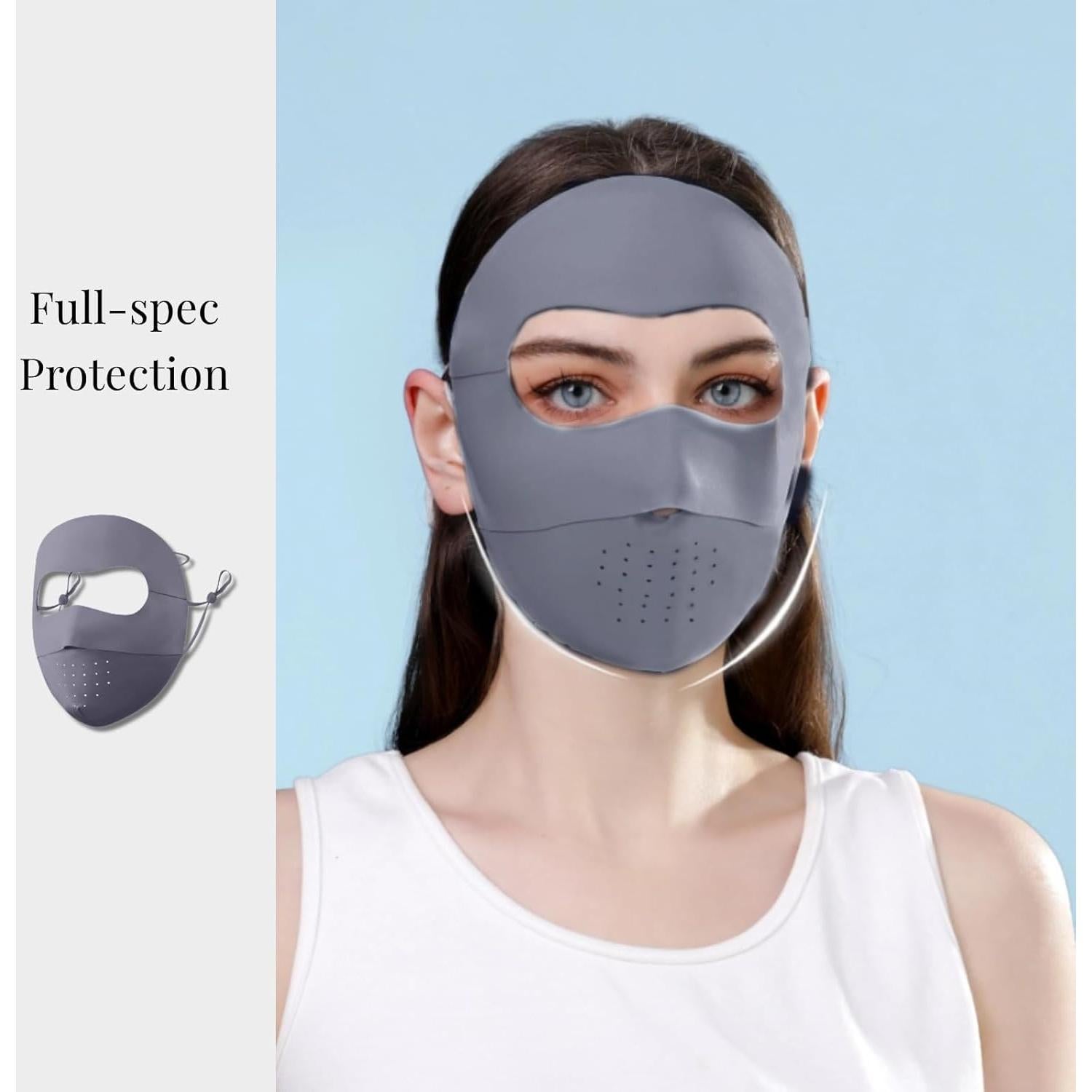 Máscara de Protección Solar Completa UV para Mujeres - Gris Oscuro