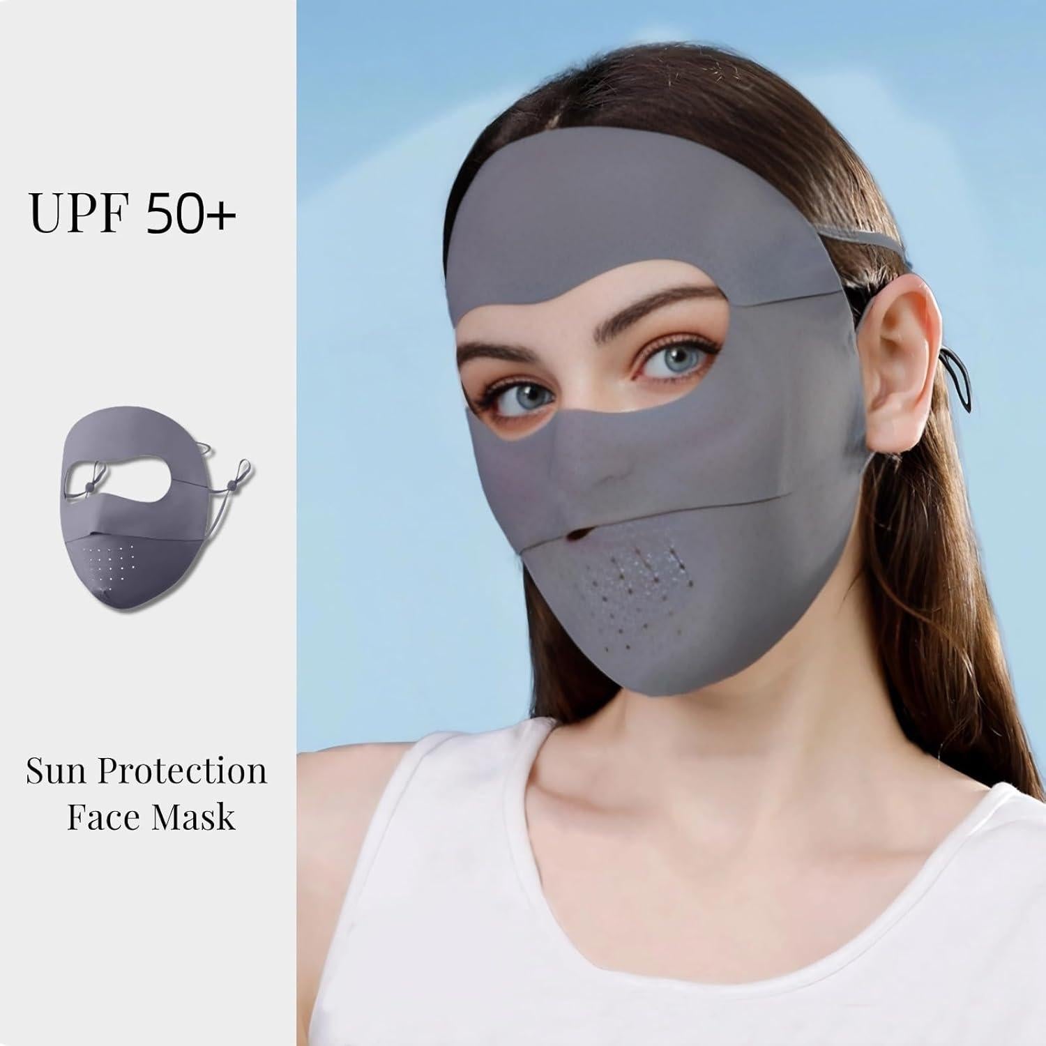 Máscara de Protección Solar Completa UV para Mujeres - Gris Oscuro
