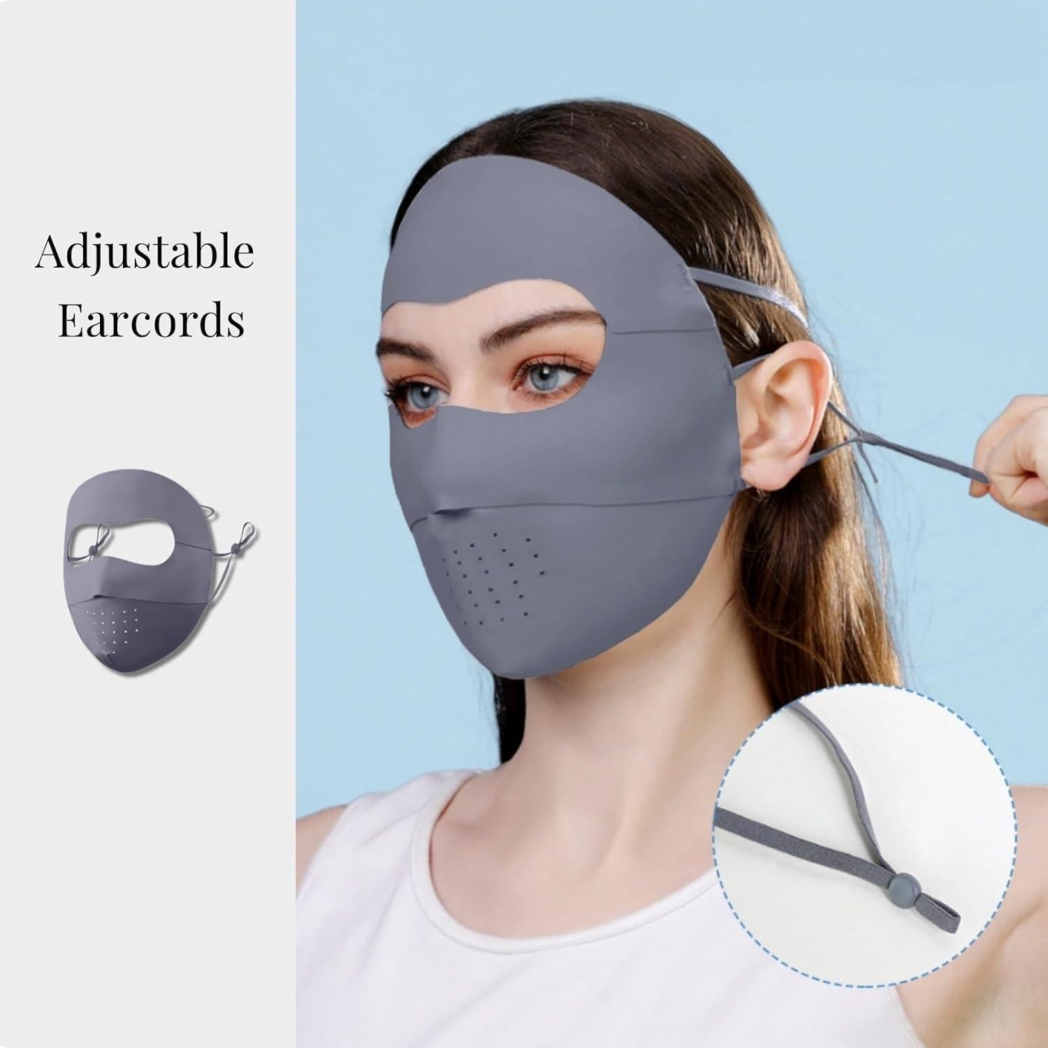 Máscara de Protección Solar Completa UV para Mujeres - Gris Oscuro