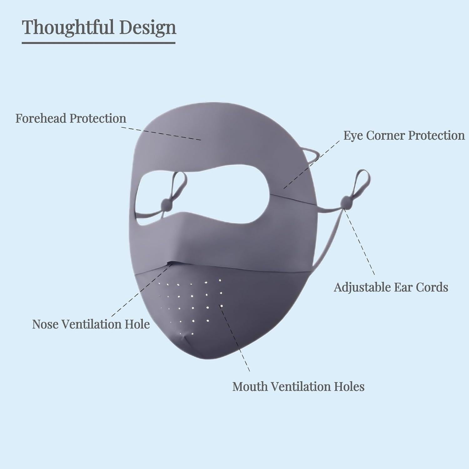 Máscara de Protección Solar Completa UV para Mujeres - Gris Oscuro