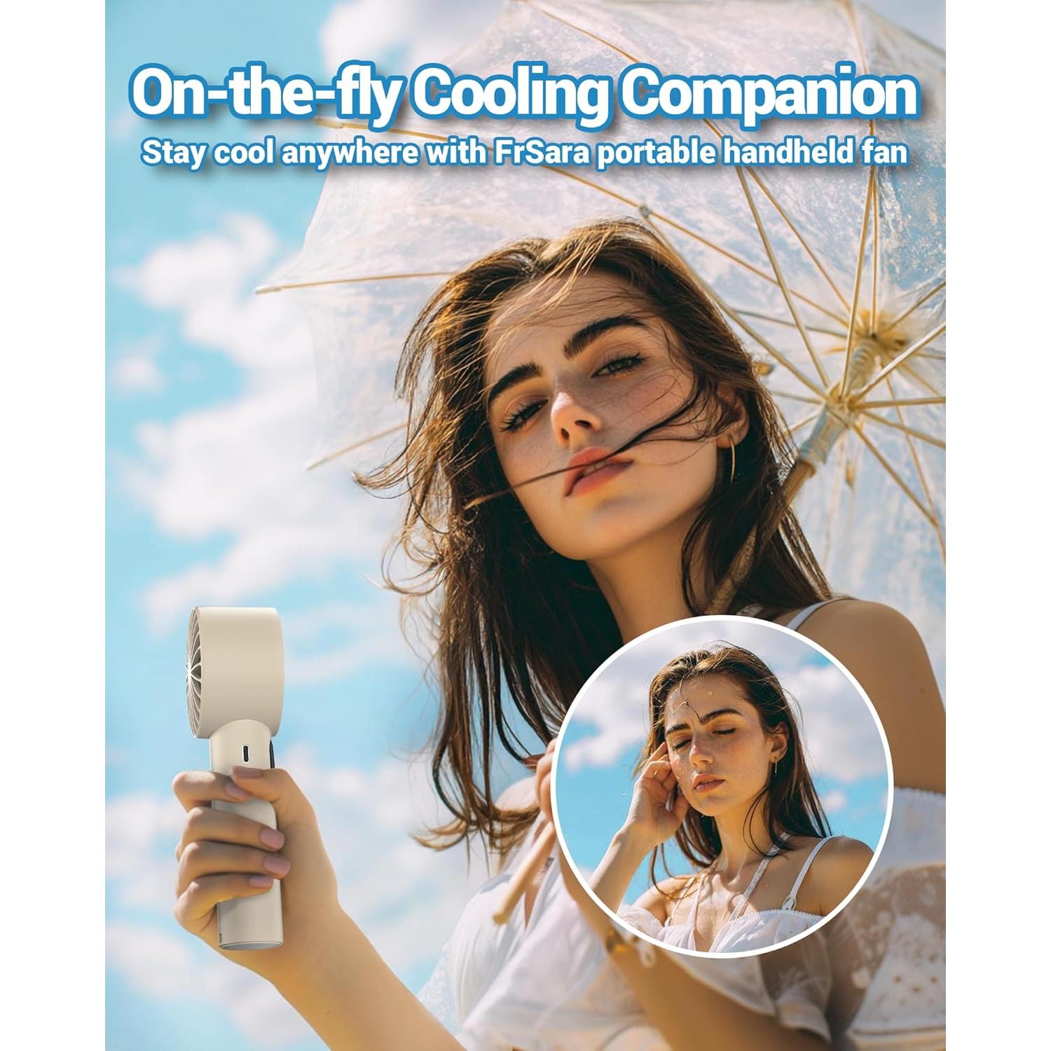 Ventilador Mini Portátil FrSara M12 Recargable 3000mAh Beige
