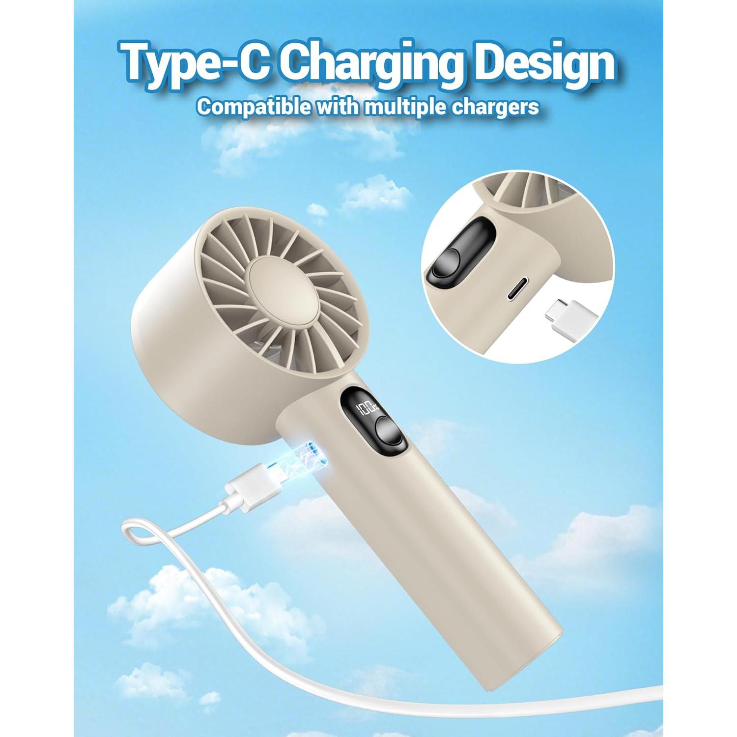 Ventilador Mini Portátil FrSara M12 Recargable 3000mAh Beige