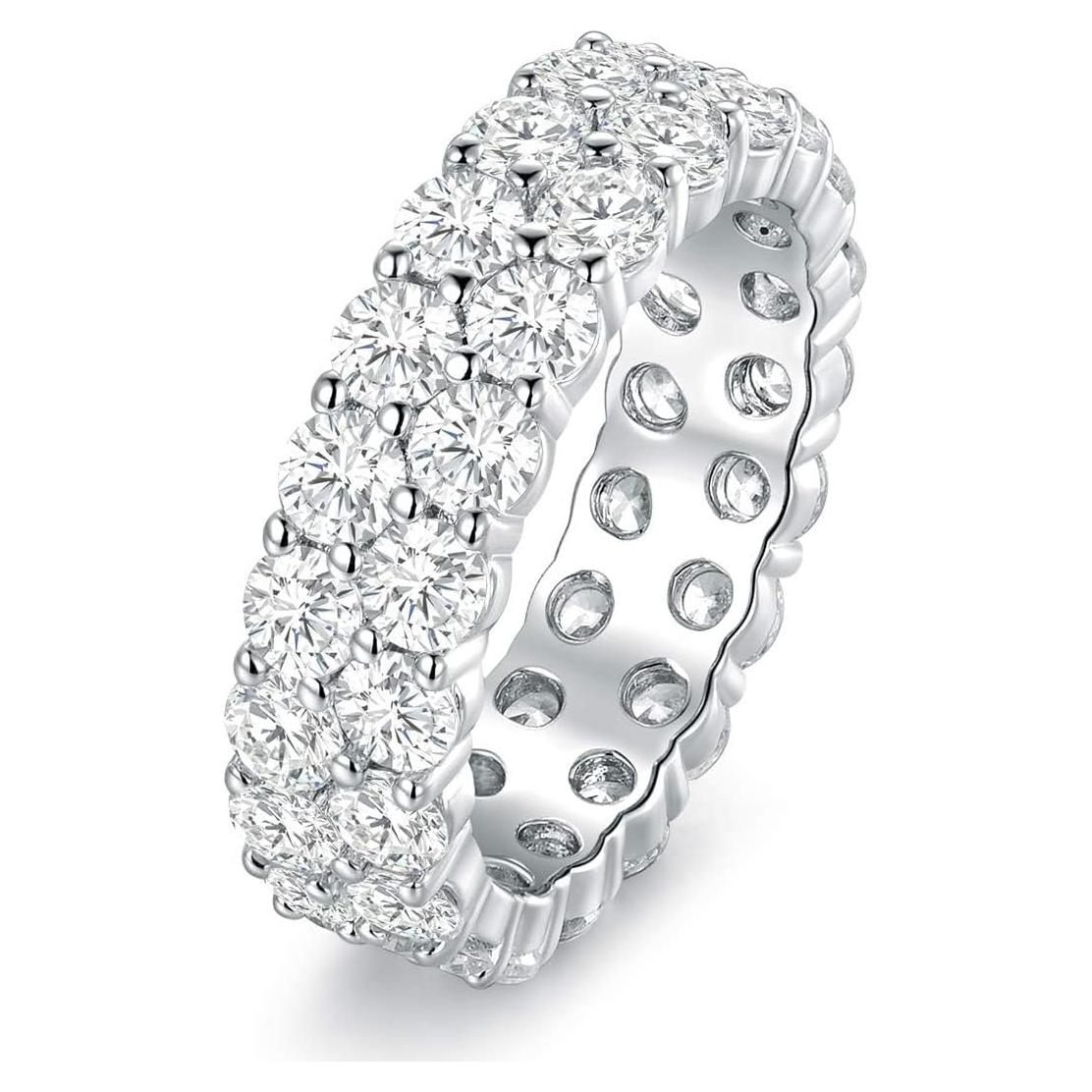 Anillo de zirconia cúbica 18K oro blanco 7 para hombres