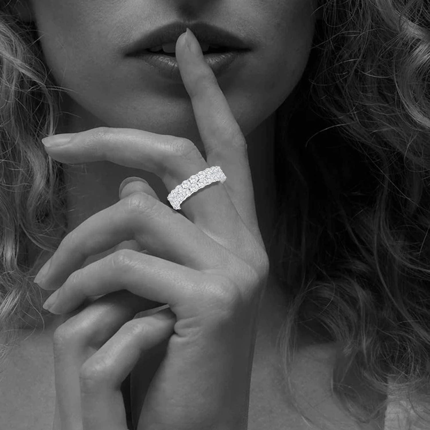 Anillo de zirconia cúbica 18K oro blanco 7 para hombres