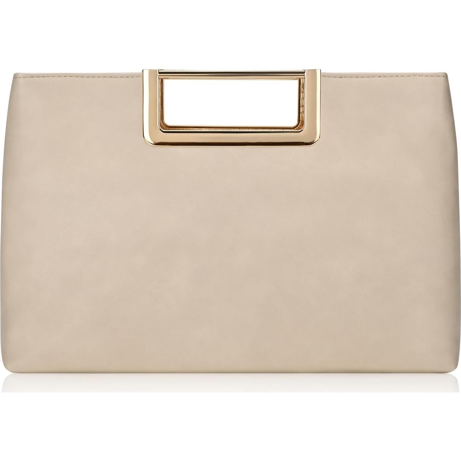 Bolso Clutch de Cuero Vegano Beige para Mujeres 31x20cm