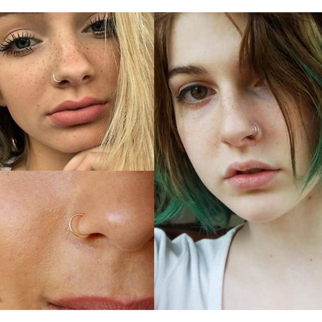 Anillos de Nariz Longita 20g Acero Inoxidable 12 Piezas