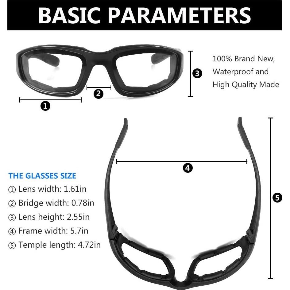 3 Pares de Gafas de Motocicleta Modi Fly UV400 Acolchadas