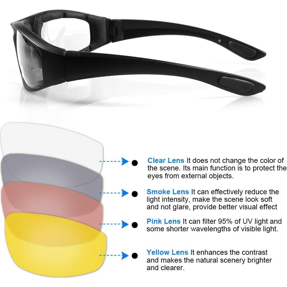 3 Pares de Gafas de Motocicleta Modi Fly UV400 Acolchadas