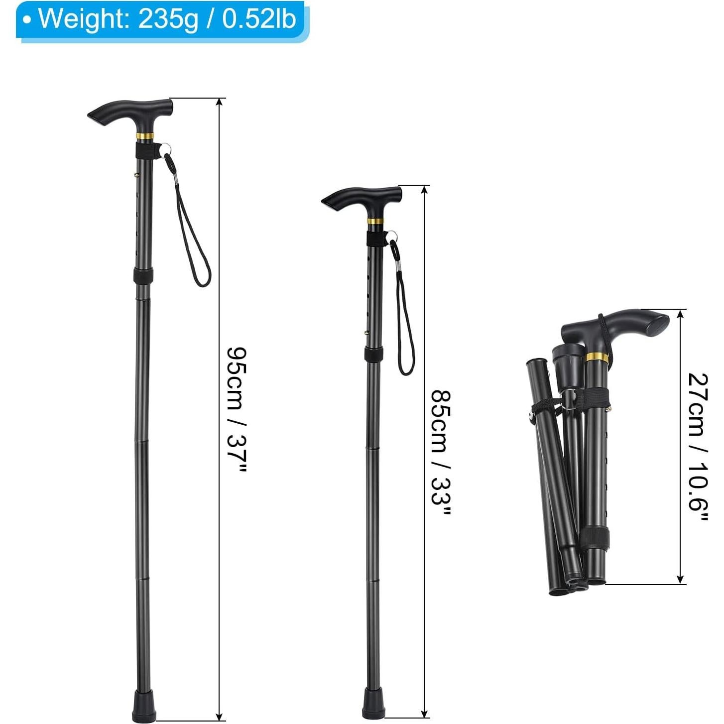 Bastón de Senderismo PATIKIL Plegable de Aluminio 27cm a 95cm