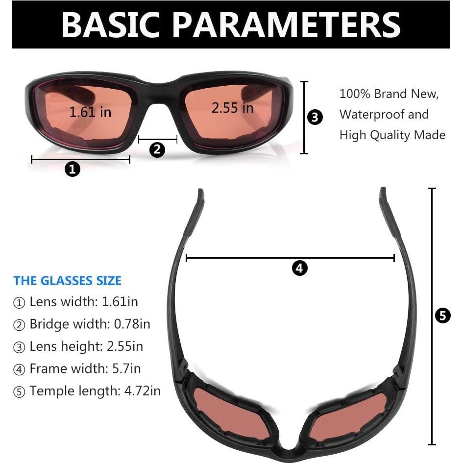 Gafas de Motocicleta Modi Fly UV400 Acolchadas 3 Pares