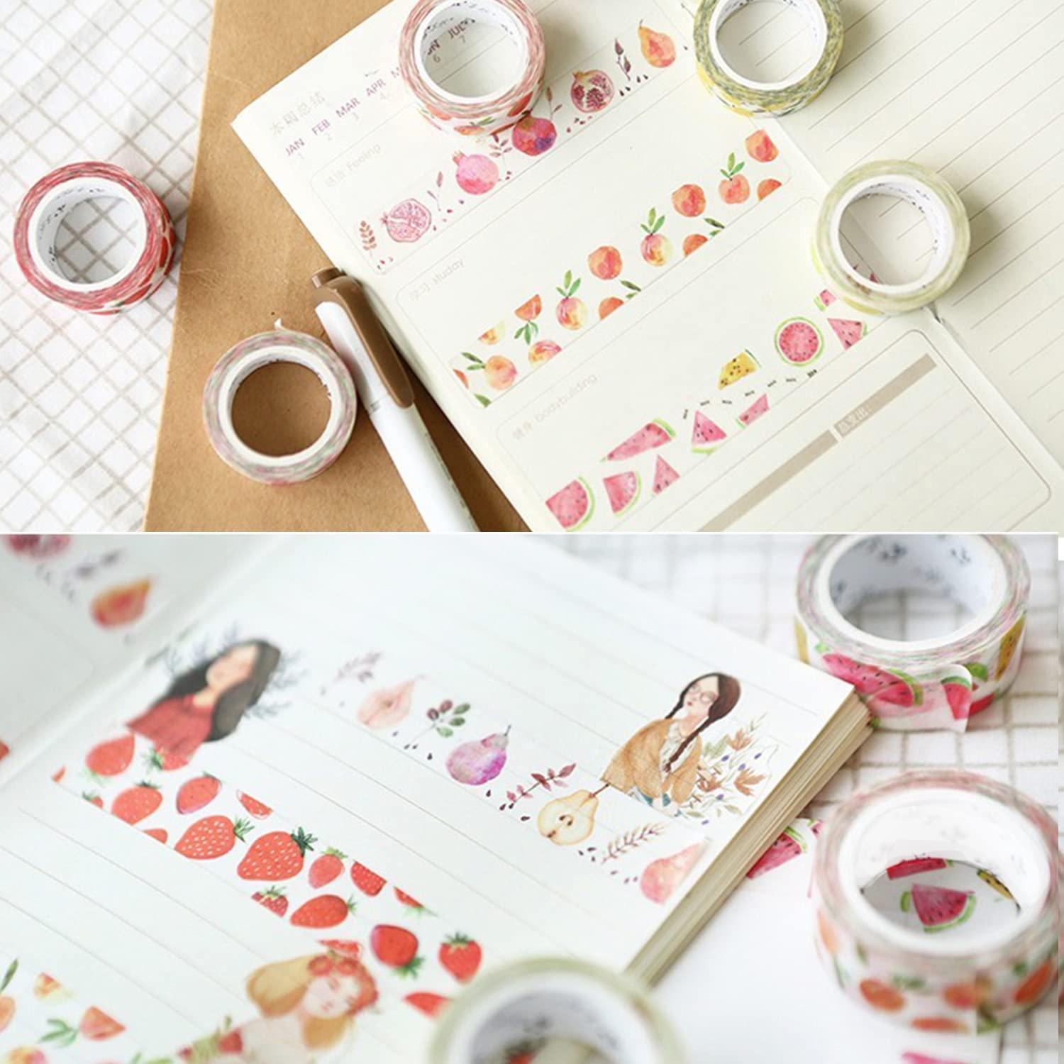 Set de 6 Rollos de Cinta Washi YUBBAEX 15mm Frutas Frescas