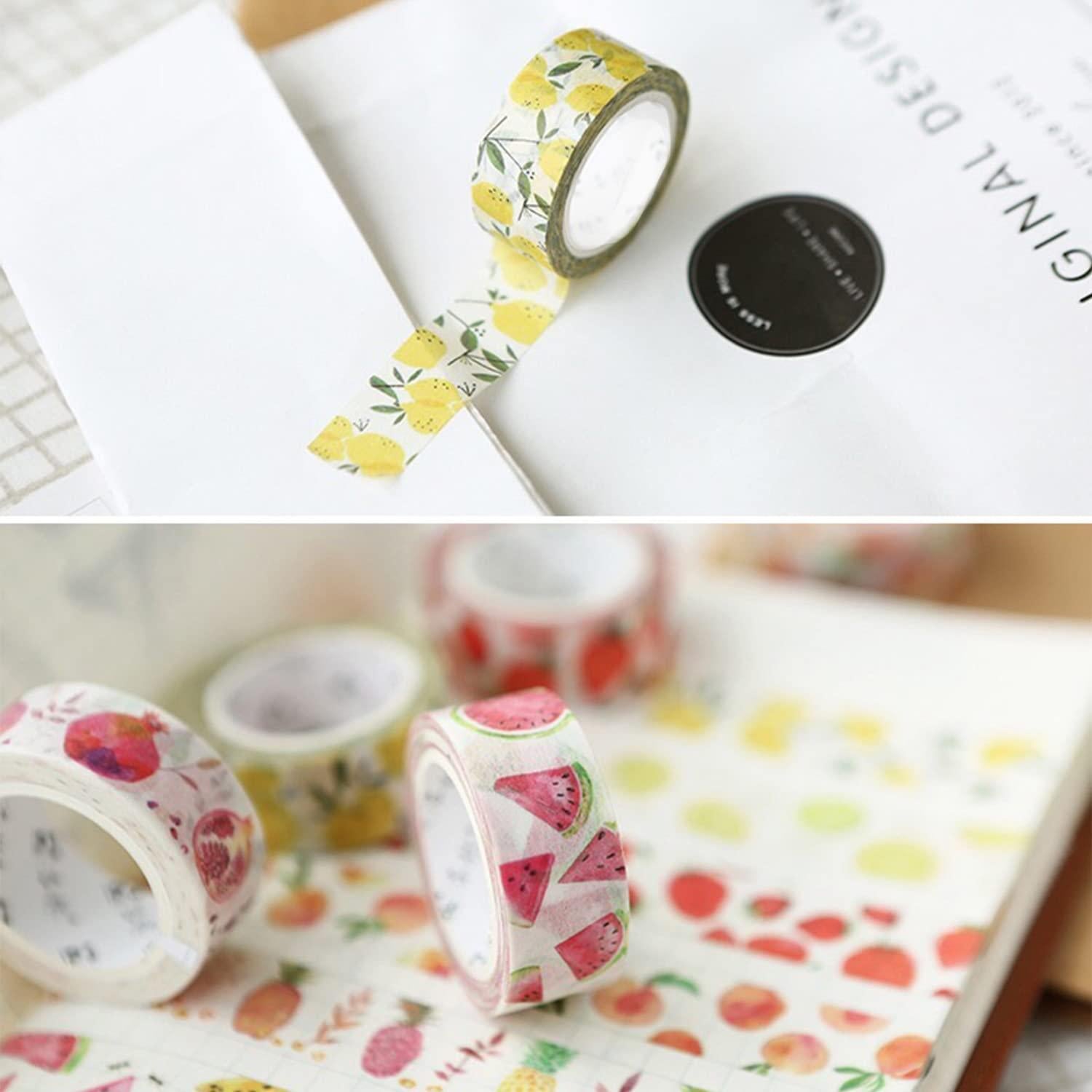 Set de 6 Rollos de Cinta Washi YUBBAEX 15mm Frutas Frescas
