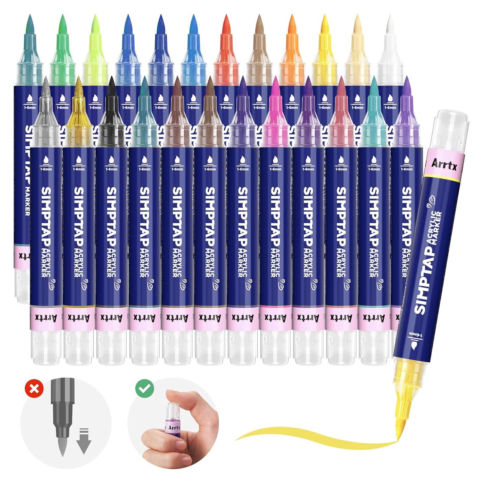 Set de 24 Marcadores Acrílicos Arrtx Simptap, Punta de Pincel