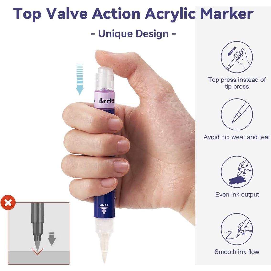 Set de 24 Marcadores Acrílicos Arrtx Simptap, Punta de Pincel