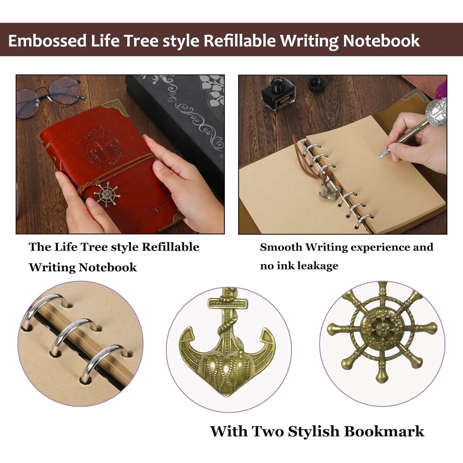 Juego de Caligrafía TIANREN con Pluma de Inmersión y Cuaderno Verde