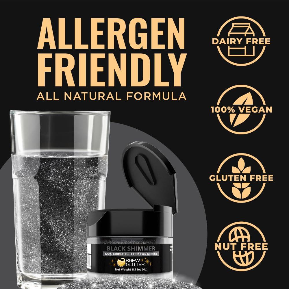 Brew Glitter Negro Brillo Comestible 4g para Bebidas