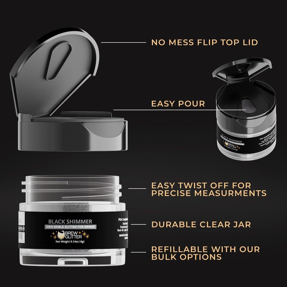 Brew Glitter Negro Brillo Comestible 4g para Bebidas