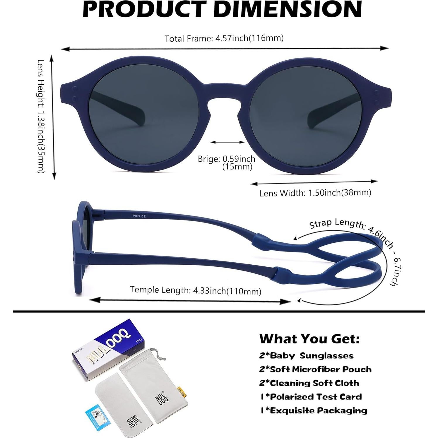 Gafas de sol polarizadas NULOOQ para bebés - Paquete de 2
