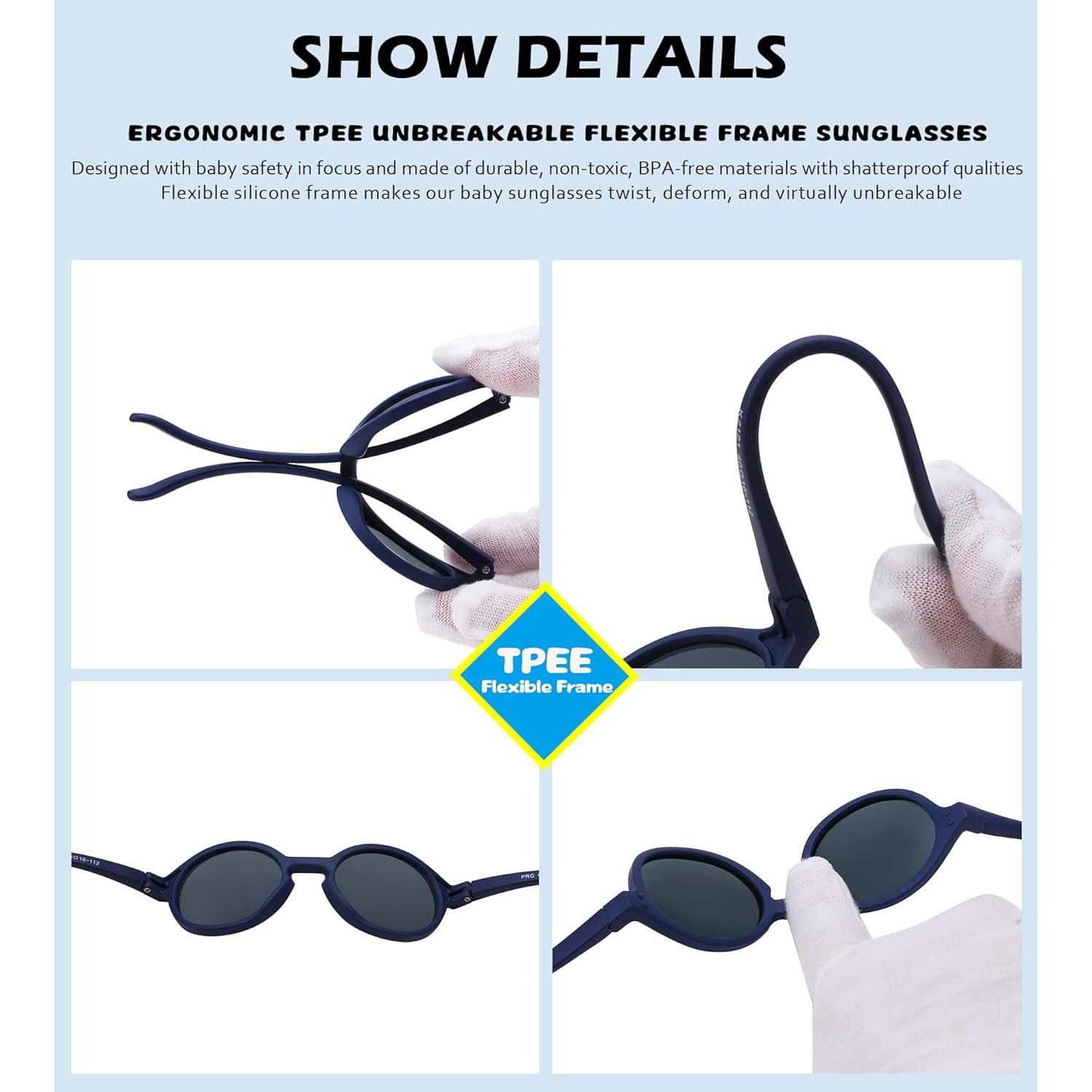 Gafas de sol polarizadas NULOOQ para bebés - Paquete de 2