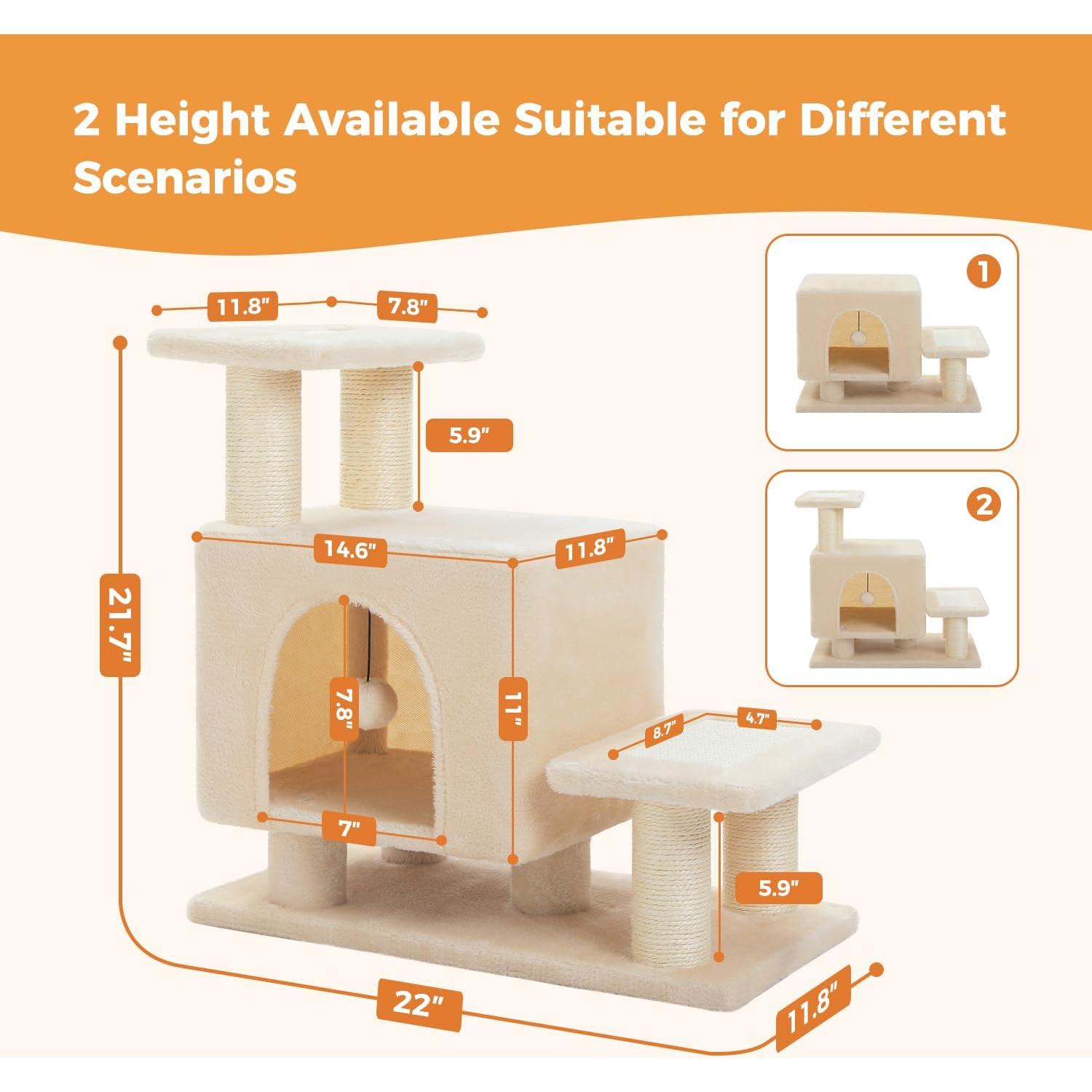 Escalera para Mascotas UYMI 3-en-1 Beige, Soporta Gatos y Perros