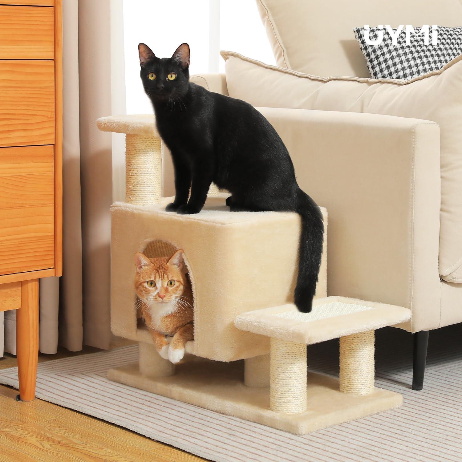 Escalera para Mascotas UYMI 3-en-1 Beige, Soporta Gatos y Perros