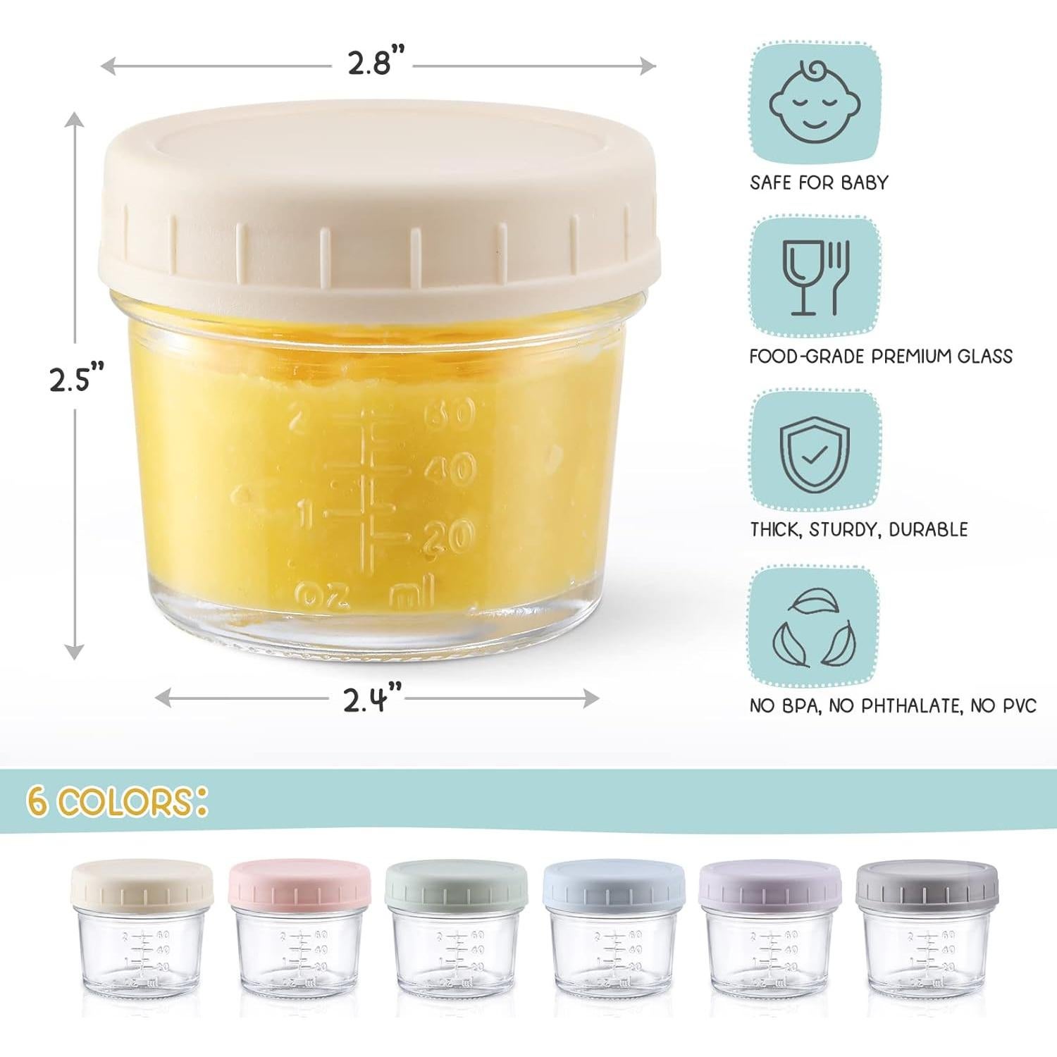 Tarros de Almacenamiento de Comida para Bebés VITEVER 6 Pack 118ml