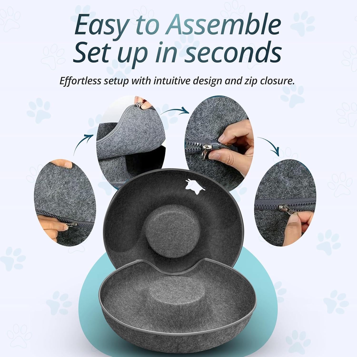 Túnel de Gato Peekaboo con Cama y Juguete - Grande Gris