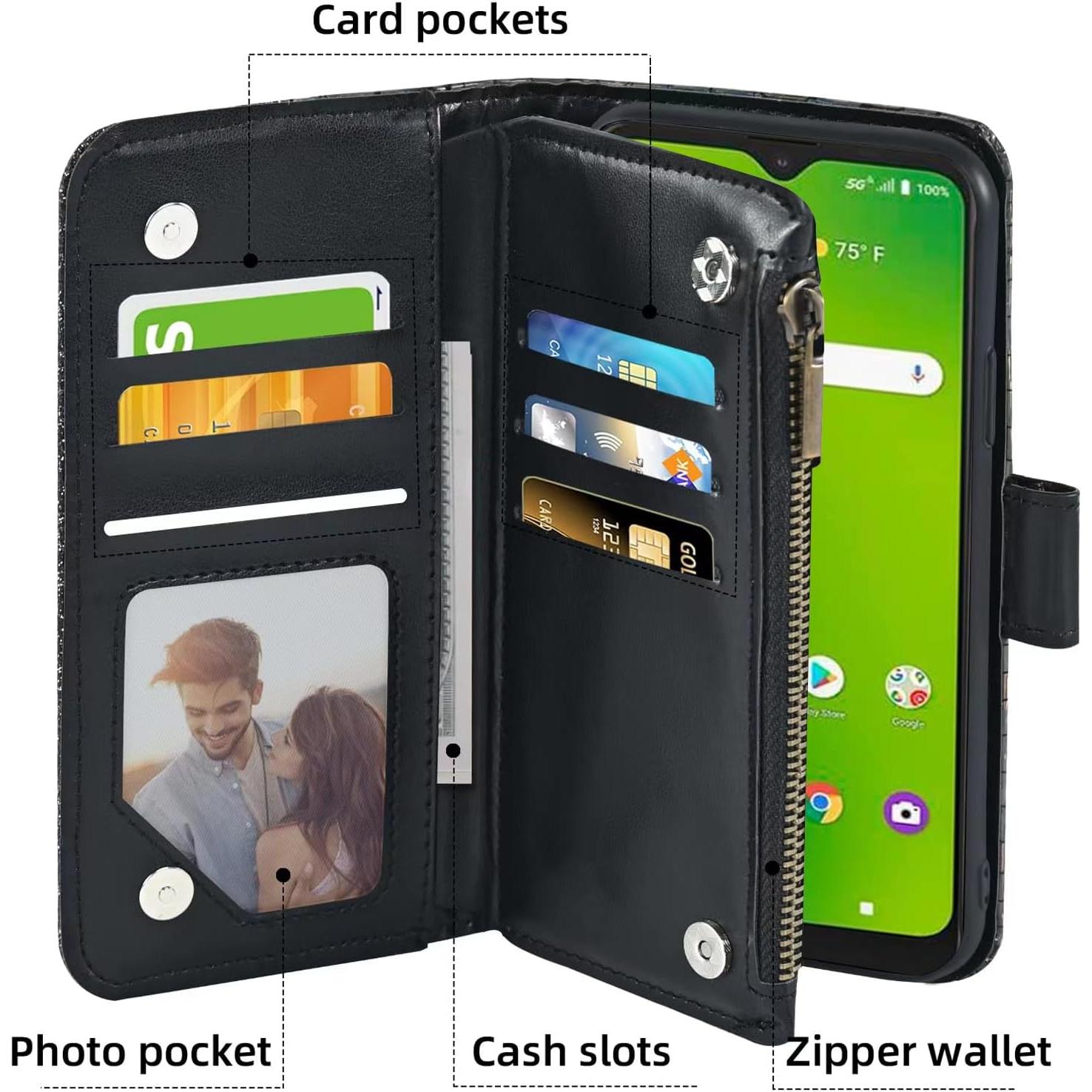 Funda Cartera Flip Dibosom para Cricket Ovation Negra con Soporte