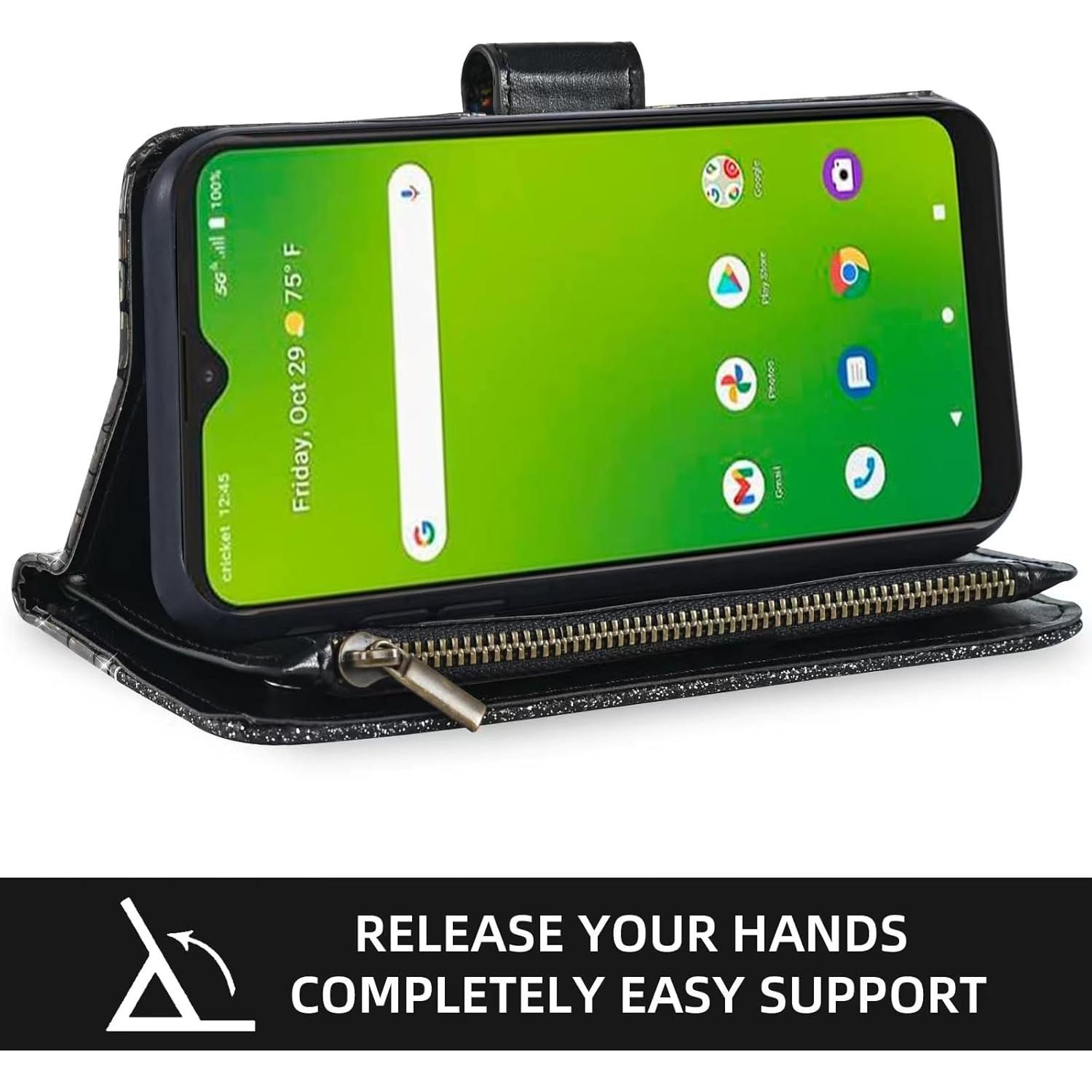 Funda Cartera Flip Dibosom para Cricket Ovation Negra con Soporte