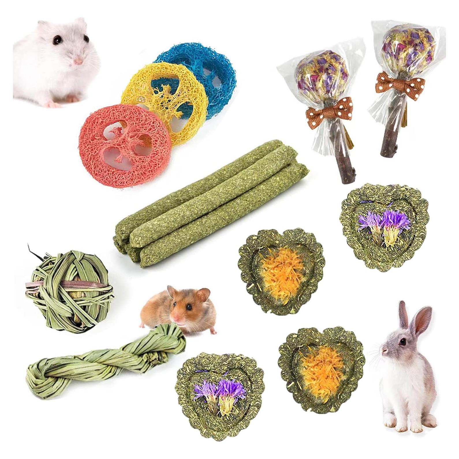 Juguetes de Masticar para Conejos FIPASEN 16PCS Heno Natural