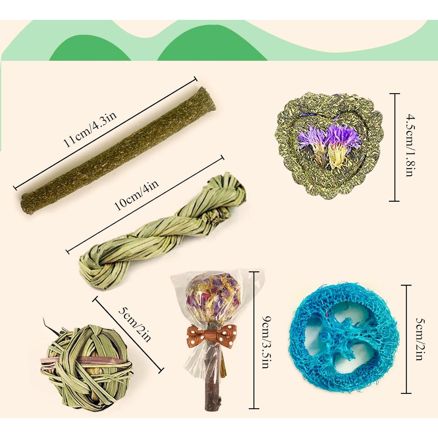 Juguetes de Masticar para Conejos FIPASEN 16PCS Heno Natural