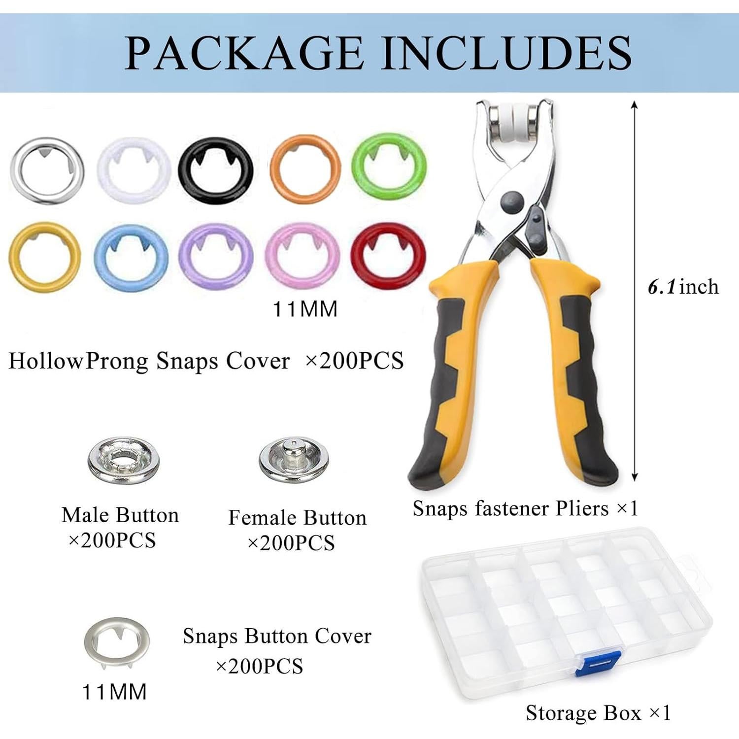 Kit de Botones de Metal a Presión NXTOV 800 Piezas 11mm