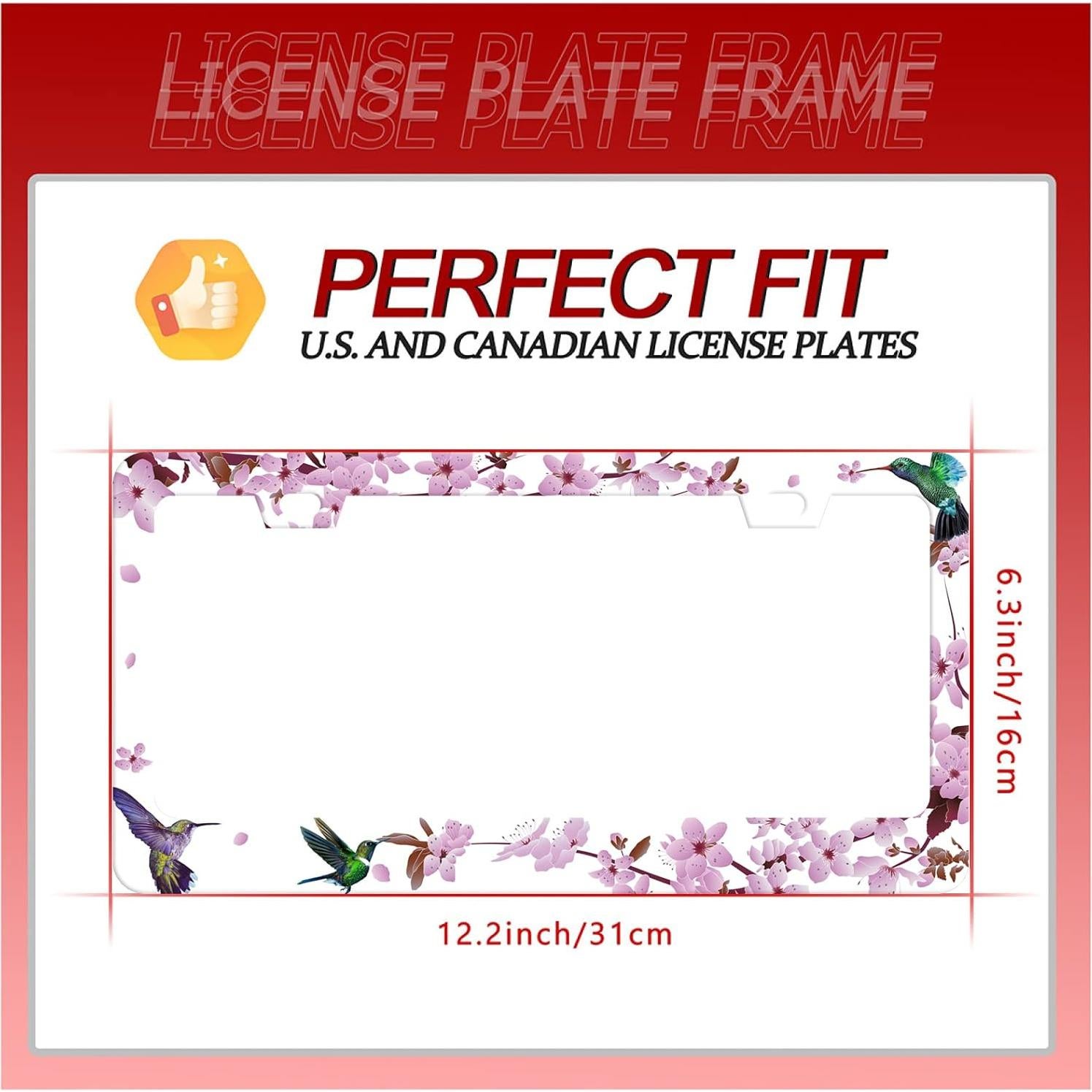 Marco de Placa de Licencia LOISTAVA Flores de Colibrí 2 Pcs