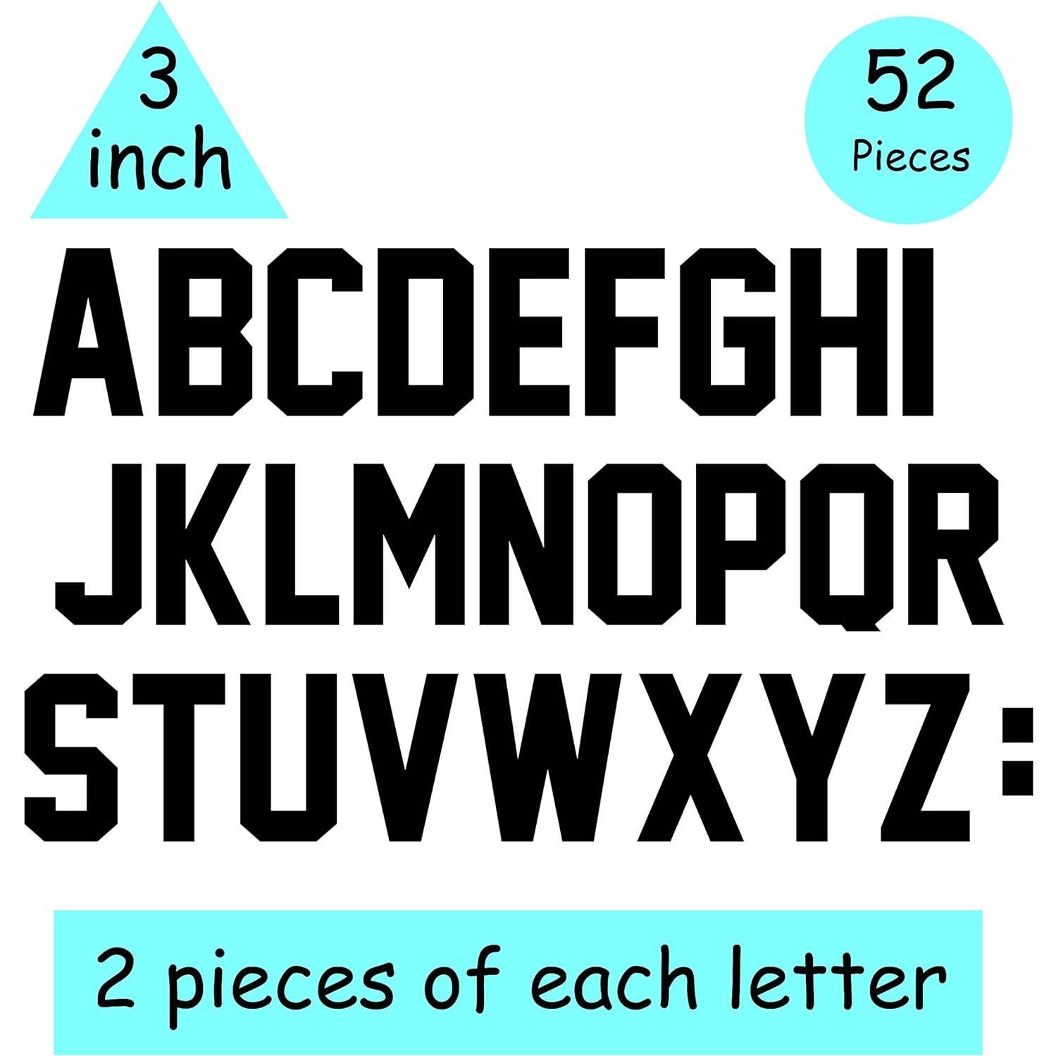 52 Letras Transferencia Calor Fanbay 7.62 cm Negro