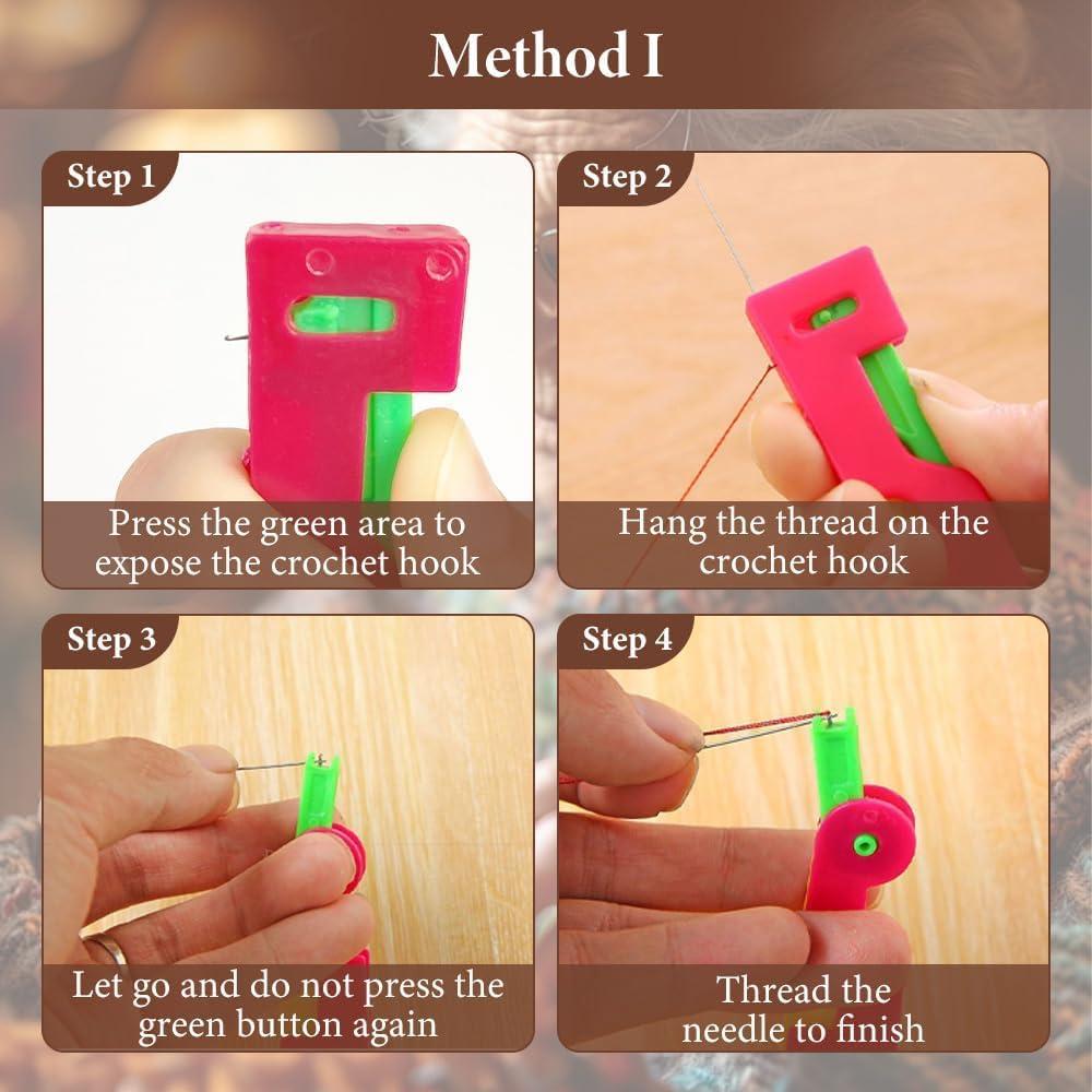 Automatic Needle Threader, 2024 Needle Threaders for Hand Sewing,Sewing Machine Needle Threader,Random Color Needle Threader Sewing Tool for DIY Embroidery Cross Stitch Craft (1)