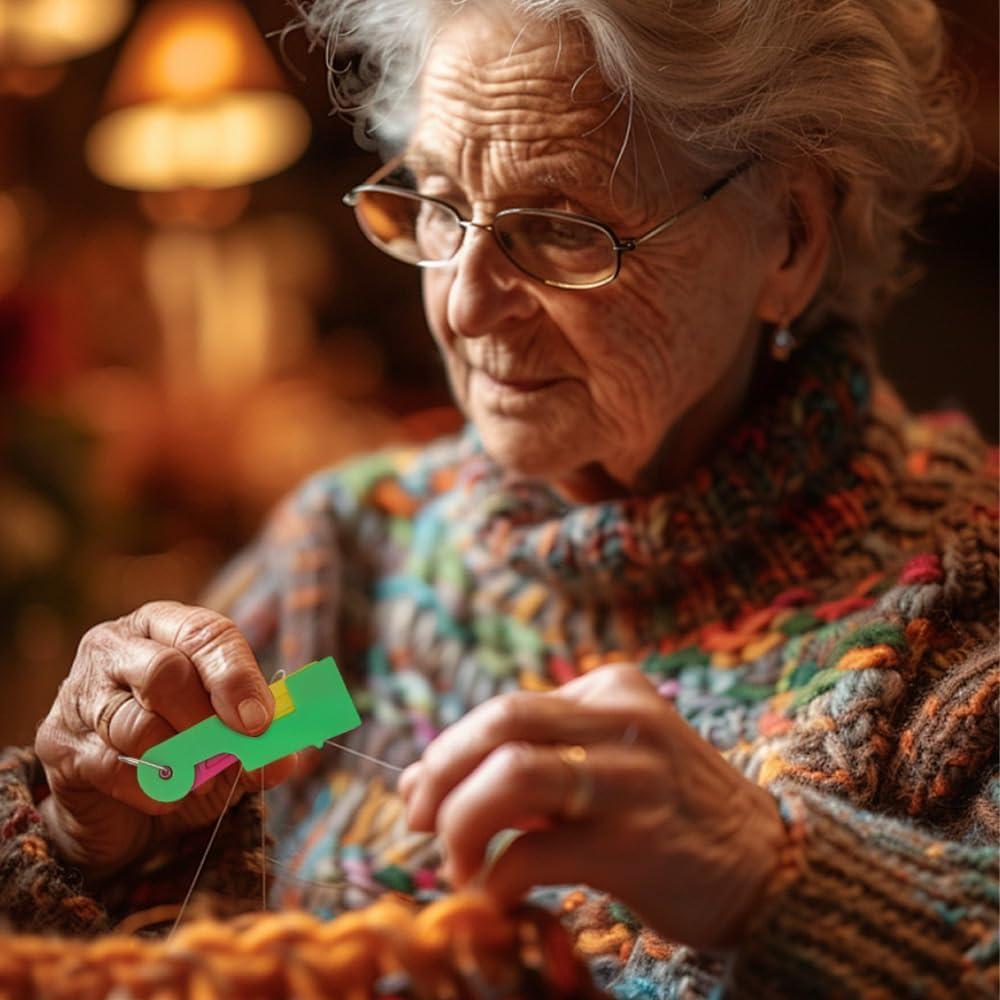 Automatic Needle Threader, 2024 Needle Threaders for Hand Sewing,Sewing Machine Needle Threader,Random Color Needle Threader Sewing Tool for DIY Embroidery Cross Stitch Craft (1)